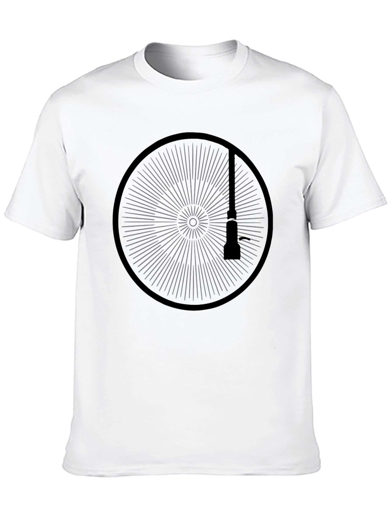 Geometric Wheel Graphic Black Tee
