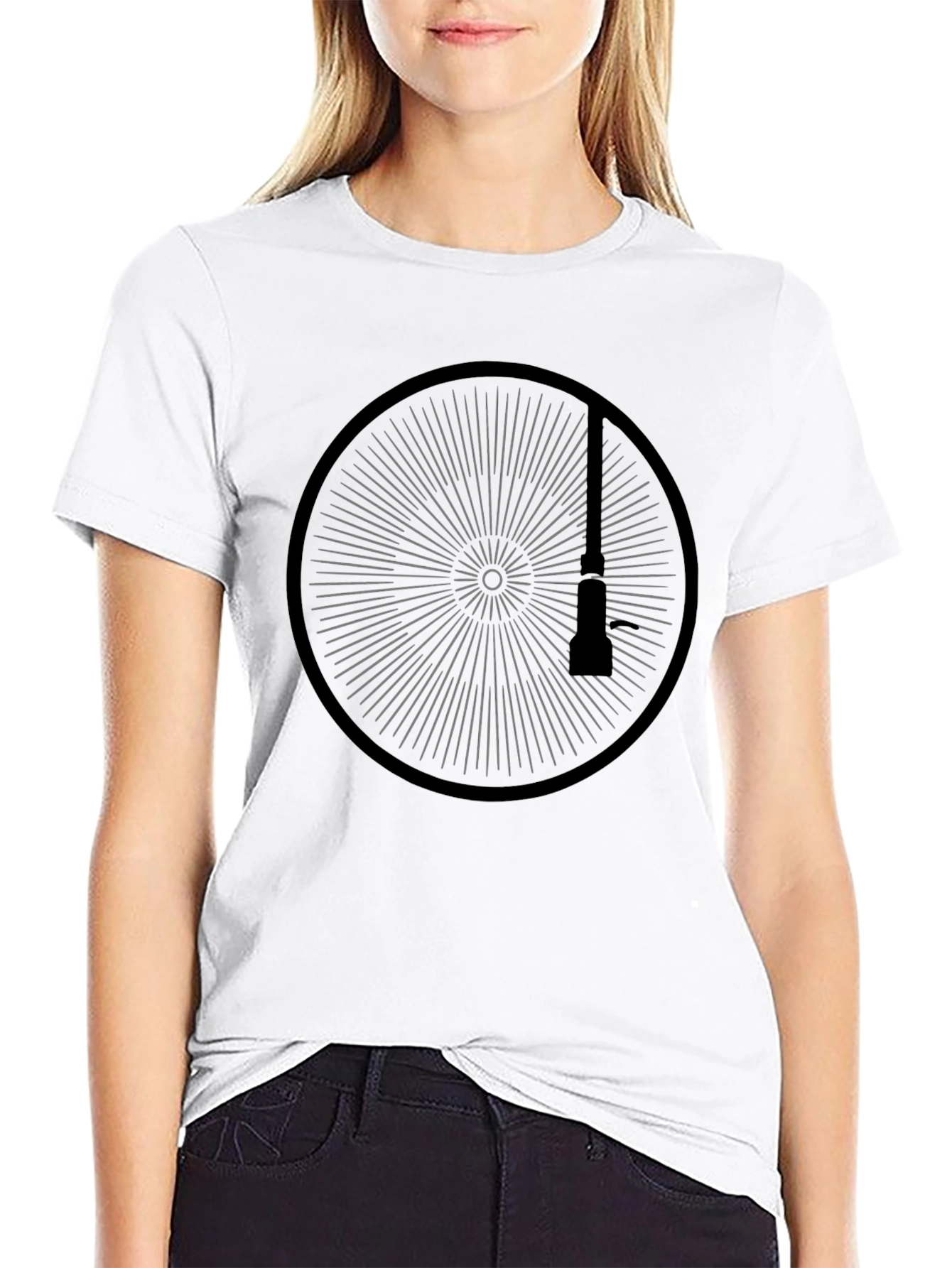 Geometric Wheel Graphic Black Tee