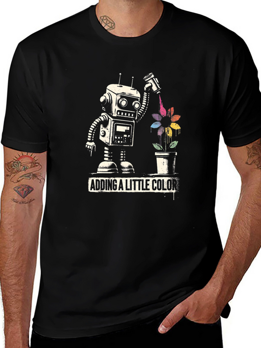 Adding a Little Color Robot Graphic Tee