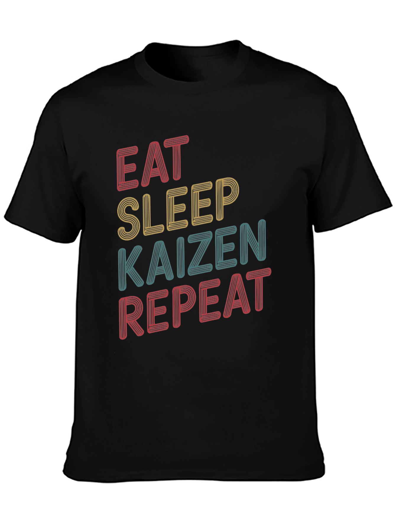 Eat Sleep Kaizen Repeat Retro Graphic Tee - Black