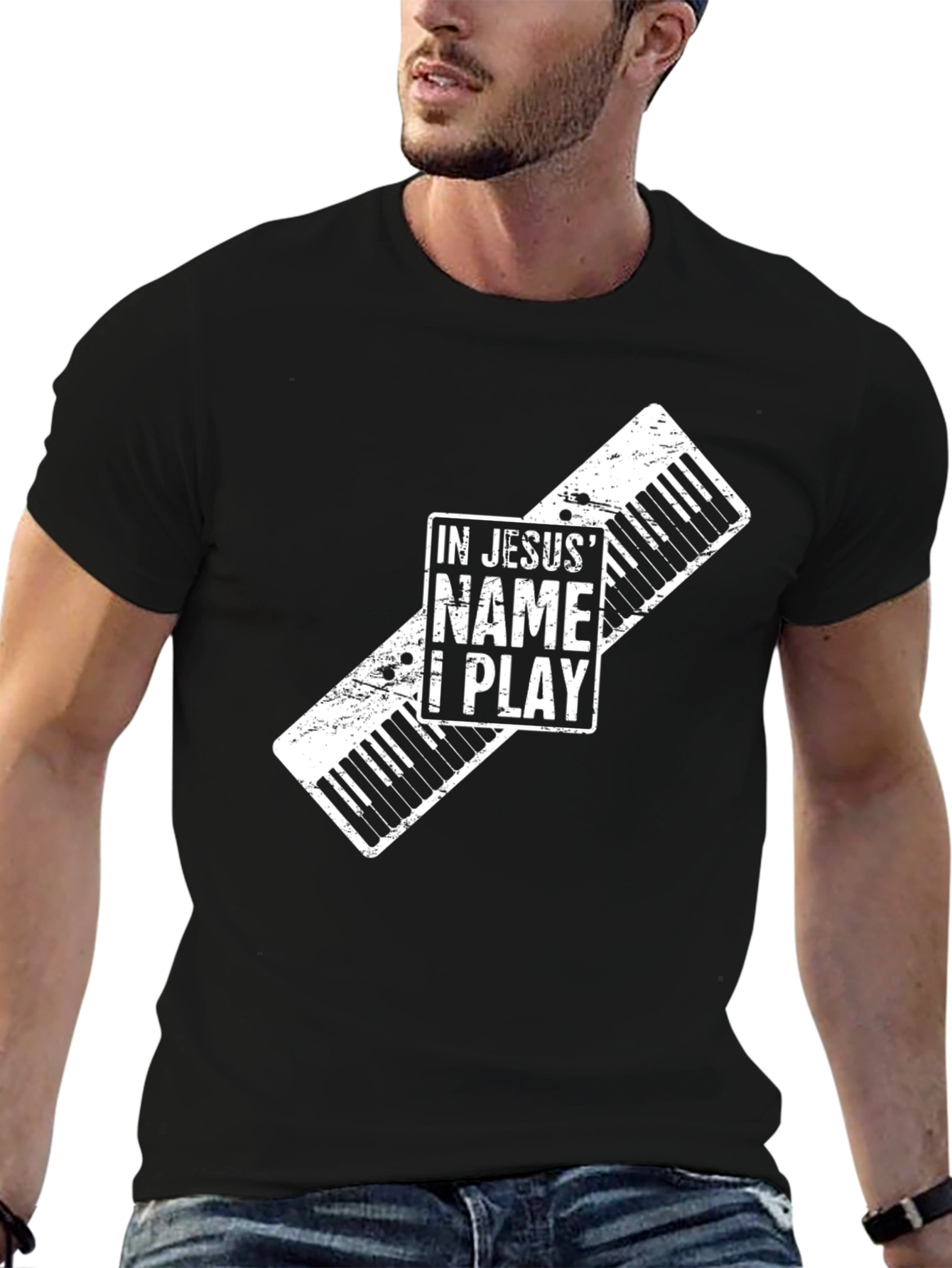In Jesus Name I Play Piano Keyboard T-Shirt