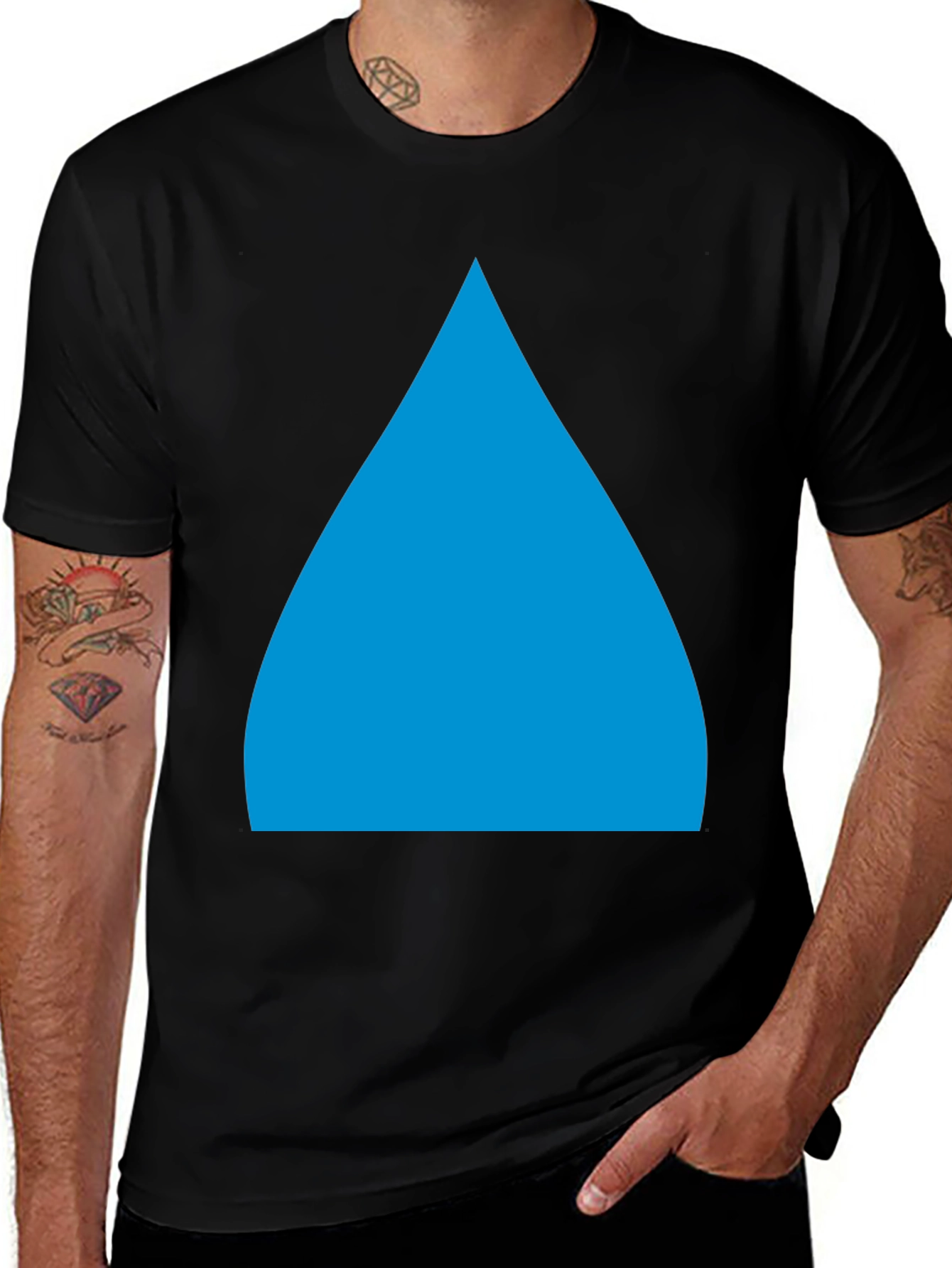 Geometric Blue Triangle Graphic Tee - Modern Style