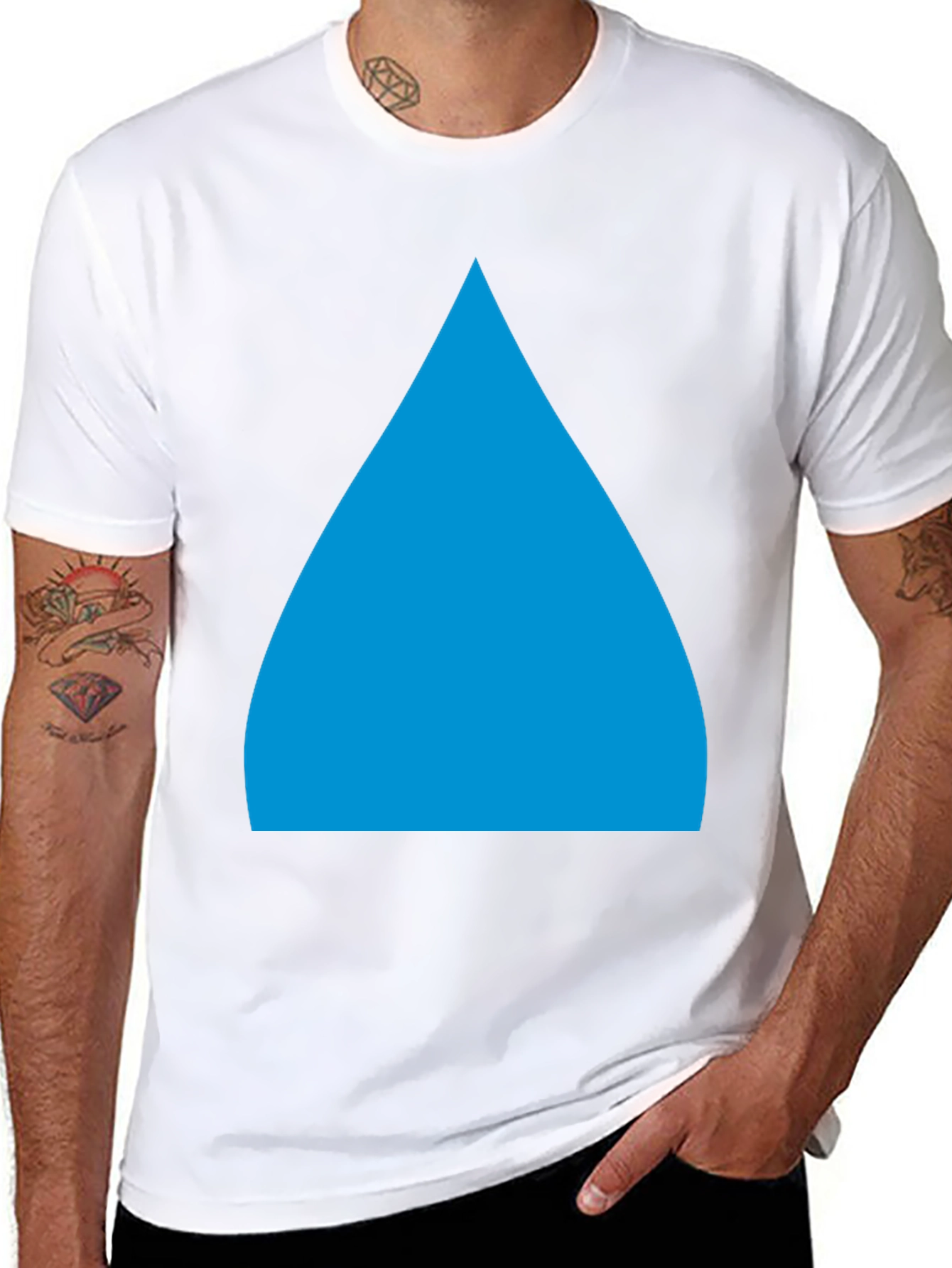 Geometric Blue Triangle Graphic Tee - Modern Style