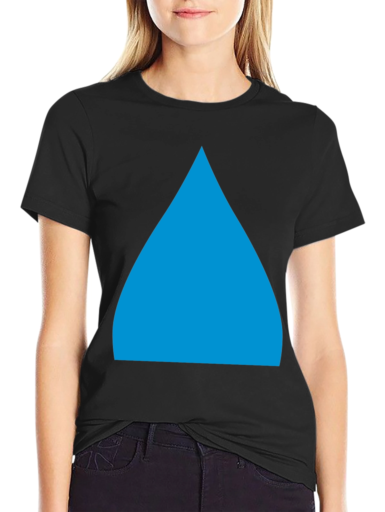 Geometric Blue Triangle Graphic Tee - Modern Style