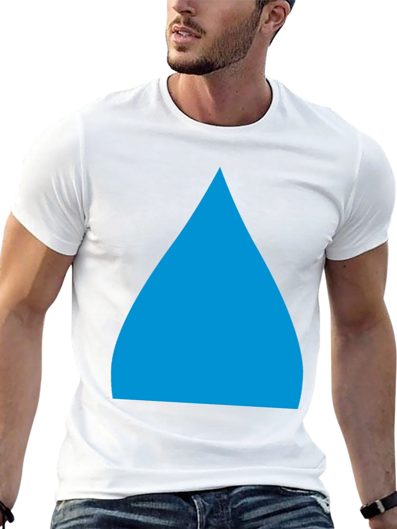 Geometric Blue Triangle Graphic Tee - Modern Style