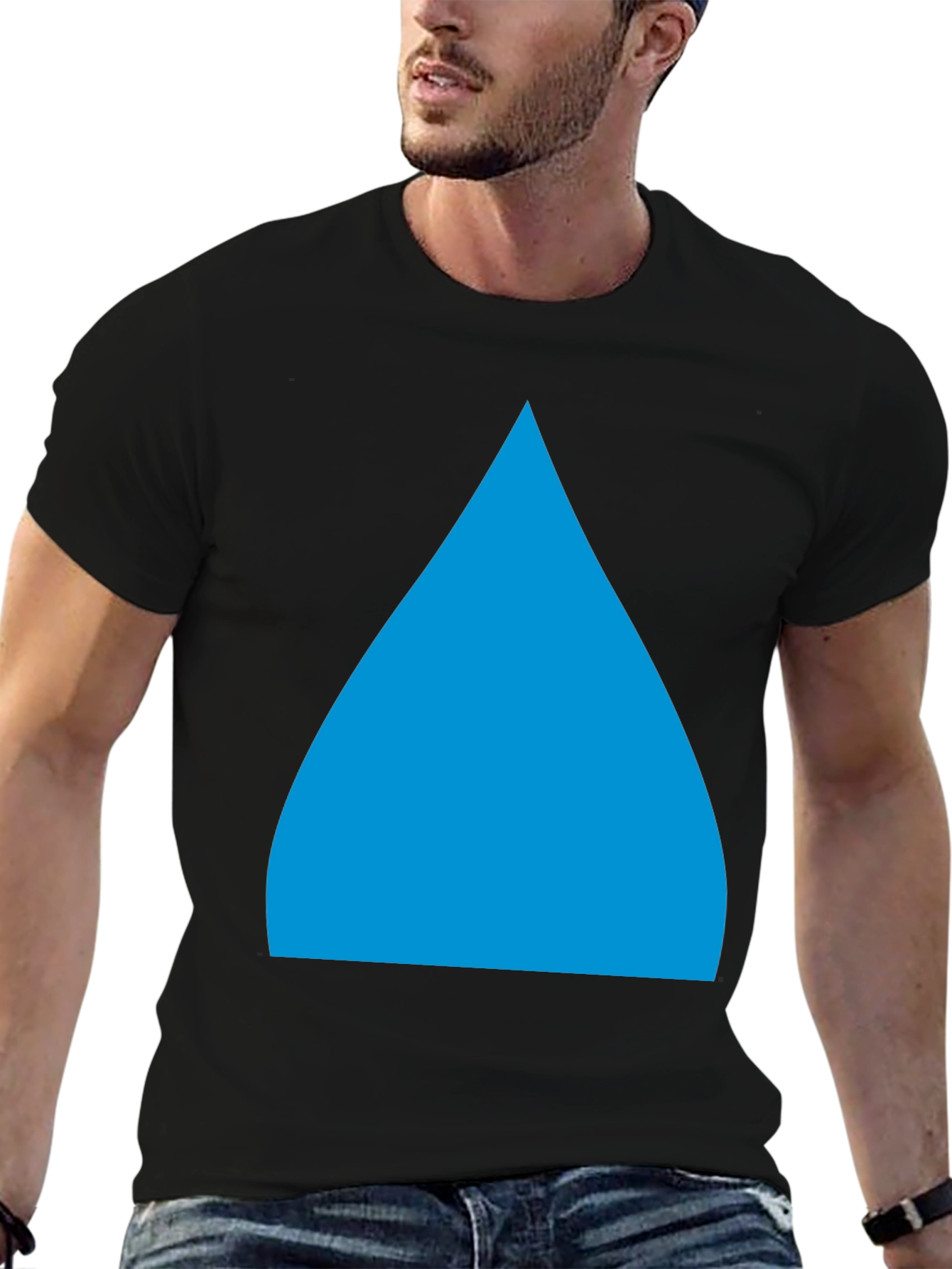 Geometric Blue Triangle Graphic Tee - Modern Style