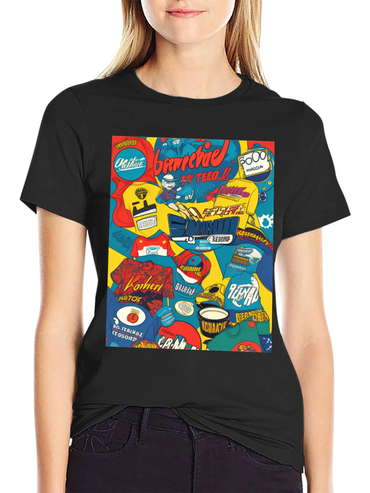 Graphic Print T-Shirt - Bold Collage Design