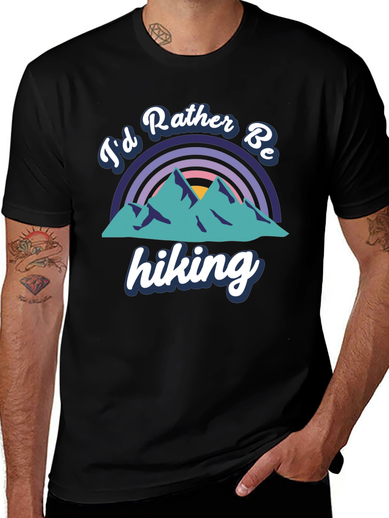 Id Rather Be Hiking Black Tee