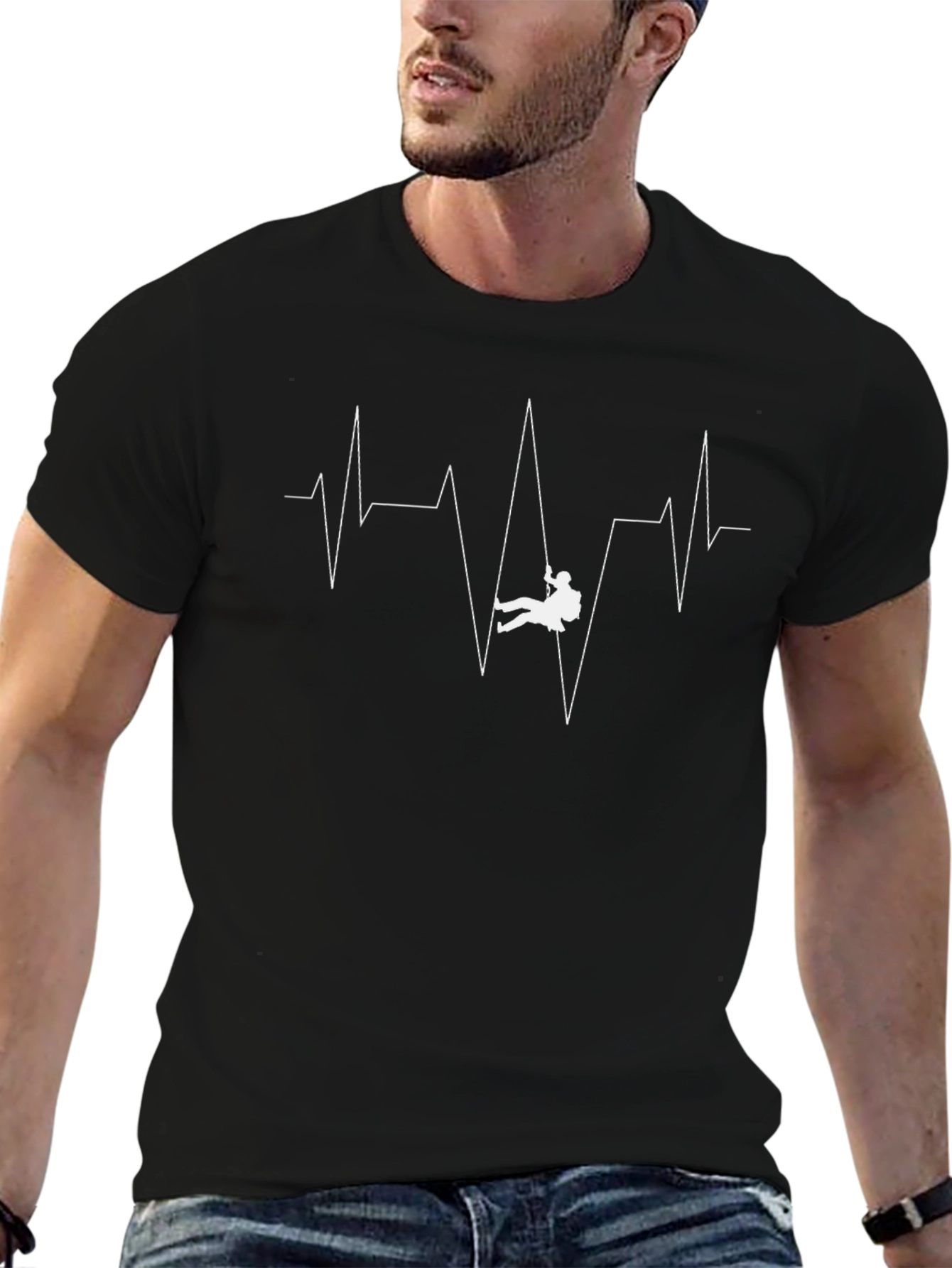 Climbing Heartbeat T-Shirt | Black | Mens