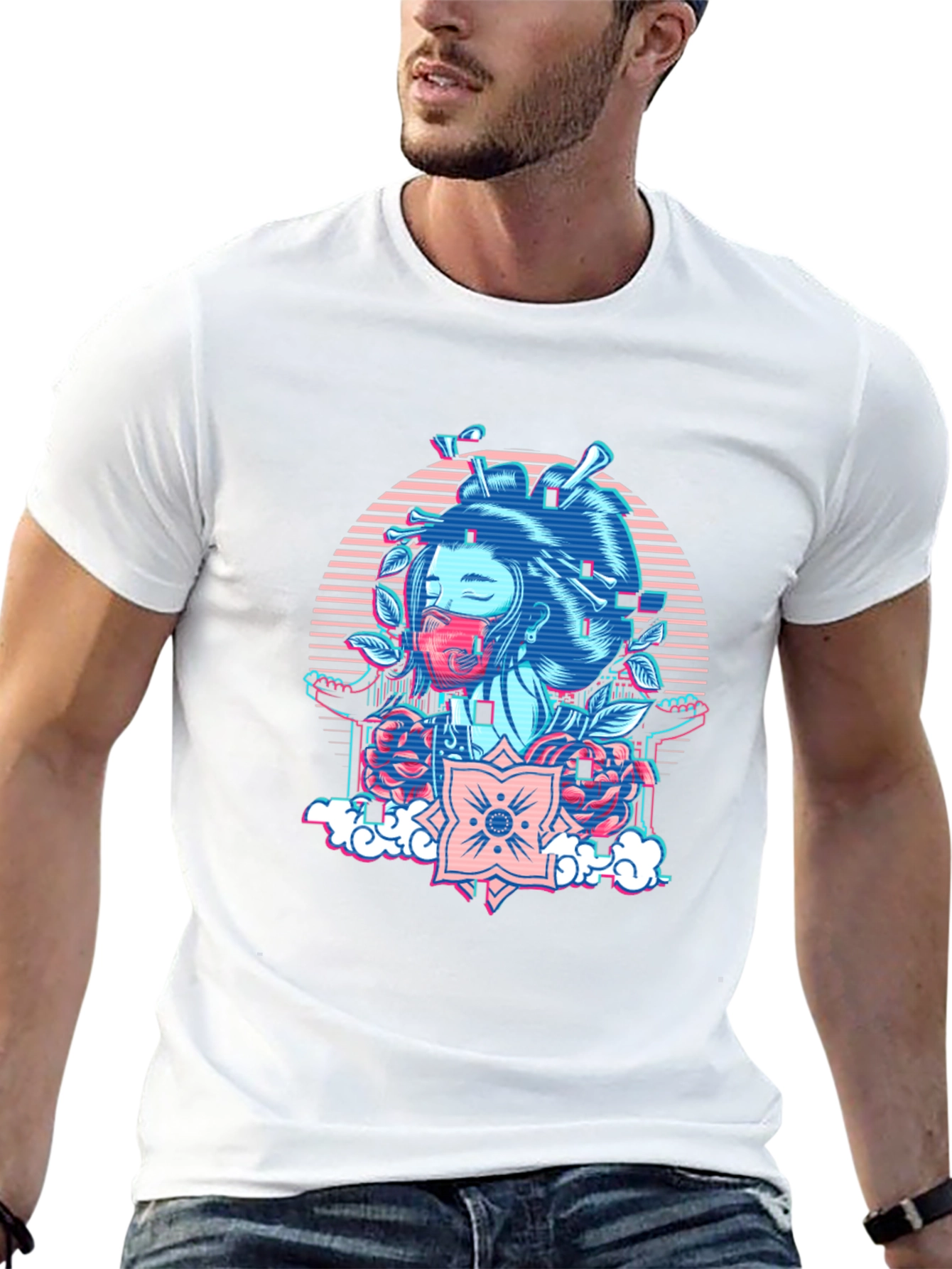 Geisha Vaporwave Graphic T-Shirt - Unique Style