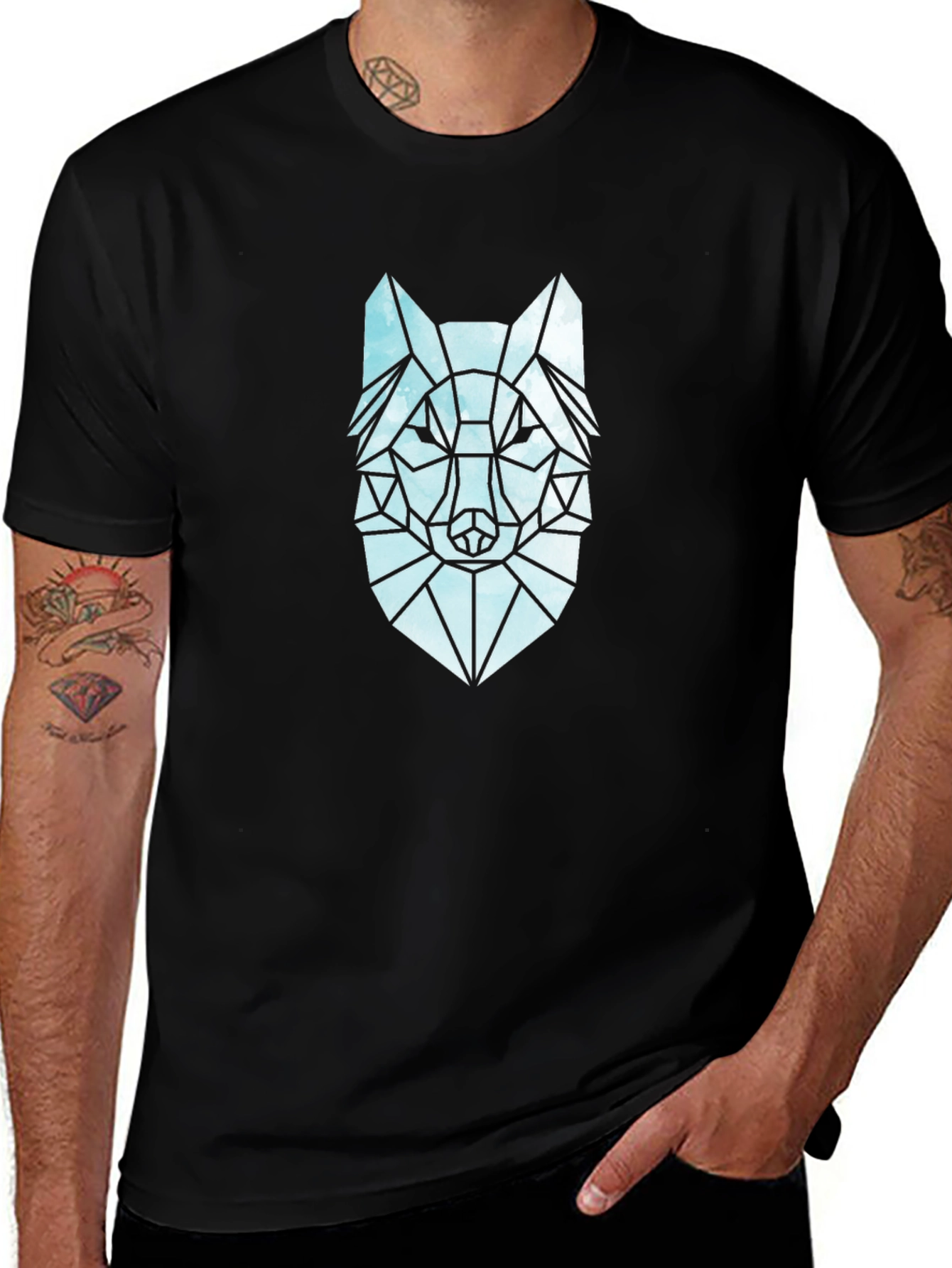 Geometric Wolf Graphic Tee - Modern Style