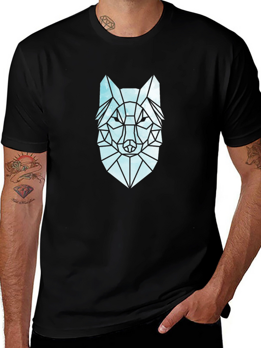 Geometric Wolf Graphic Tee - Modern Style