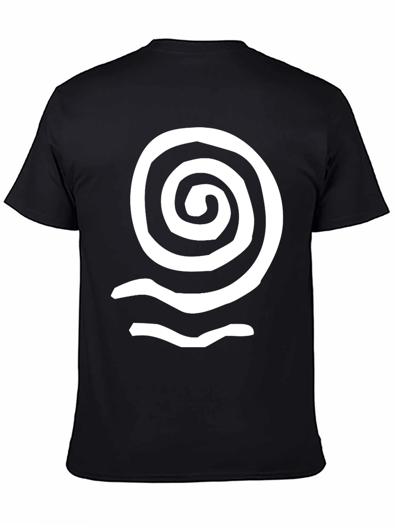 Spiral Wave Graphic Tee - Black Cotton Casual Top