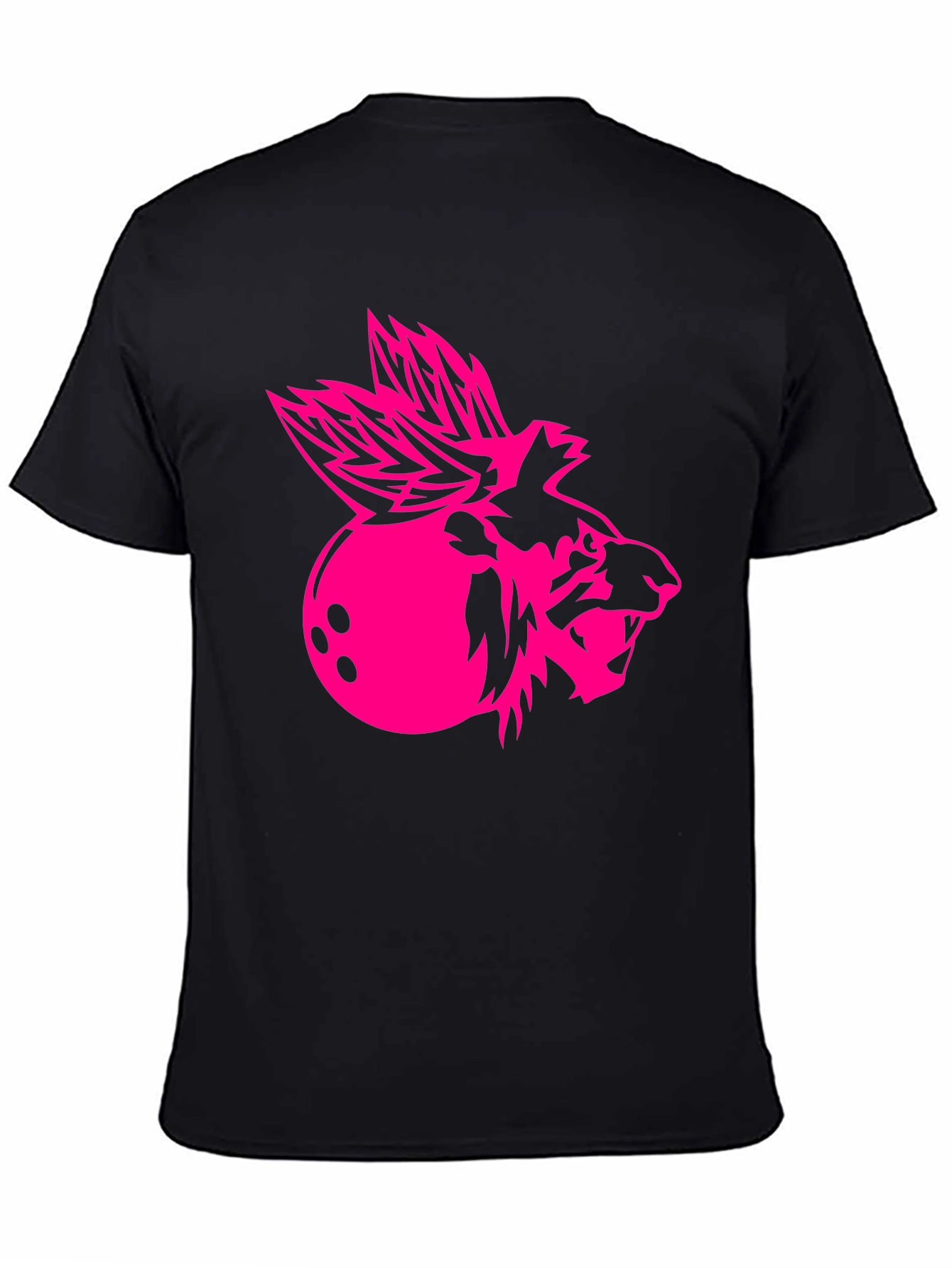 Cool Black Graphic Tee - Pink Bowling Lion