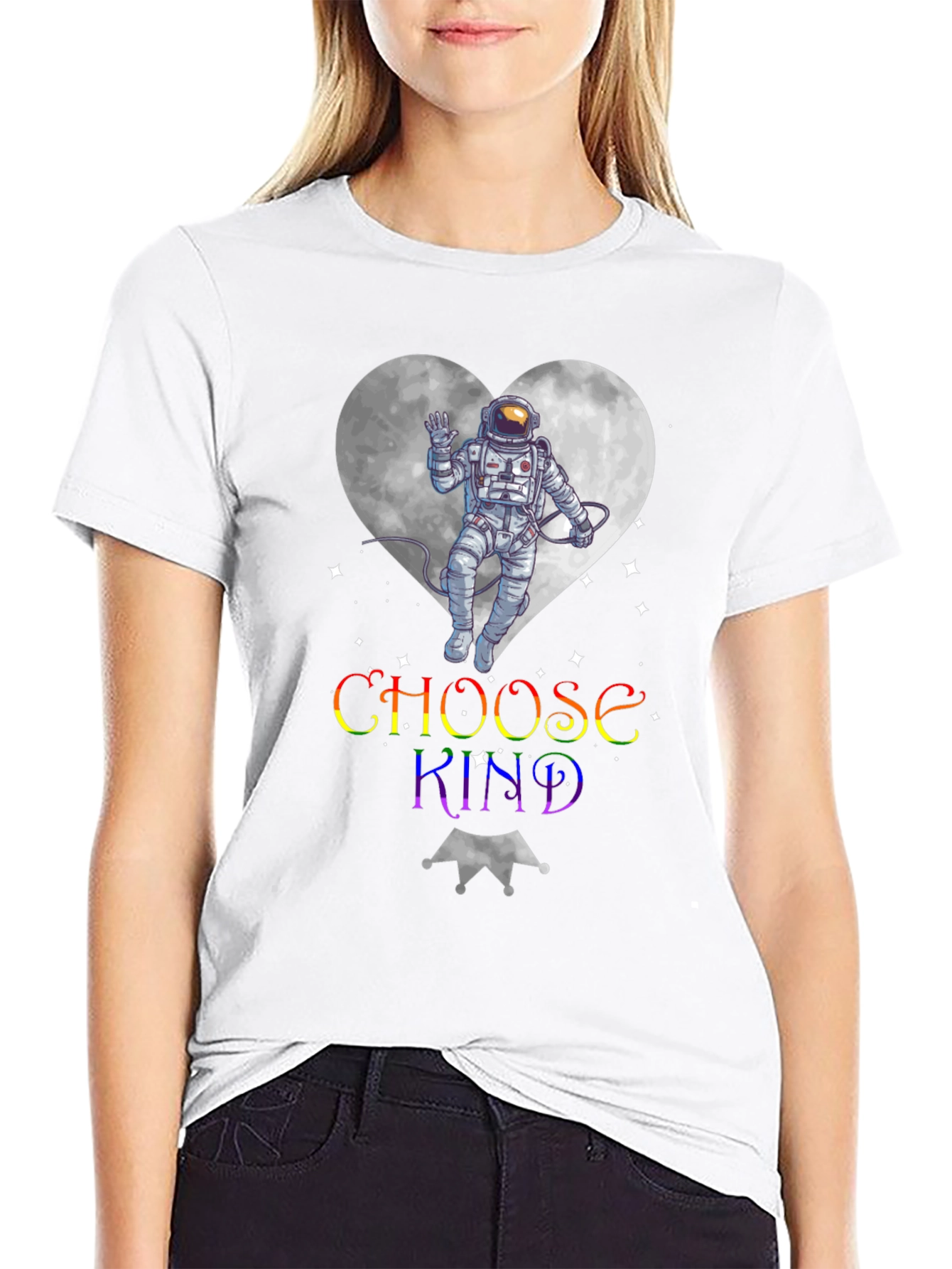 Choose Kind Astronaut Heart Graphic T-Shirt