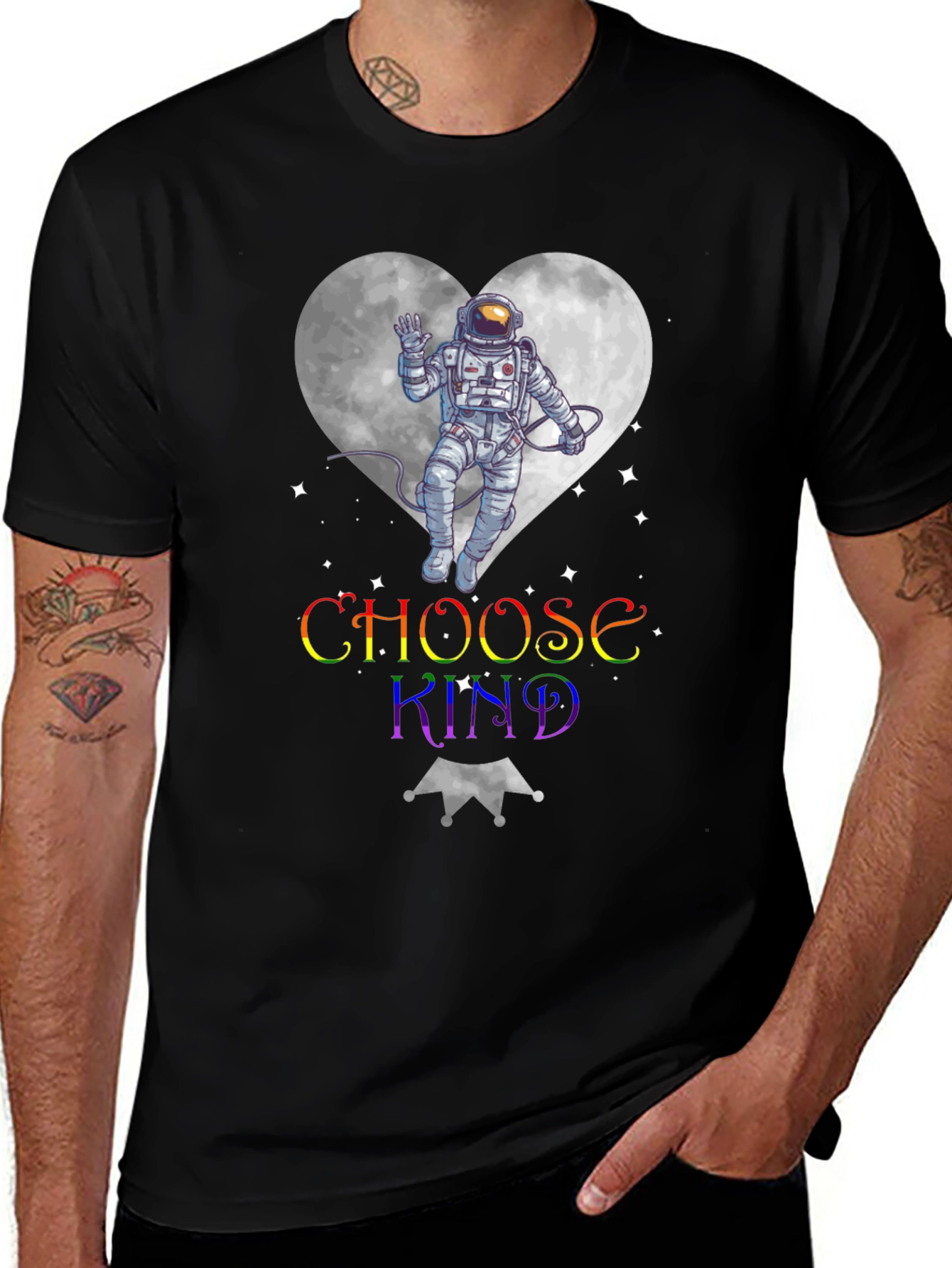 Choose Kind Astronaut Heart Graphic T-Shirt