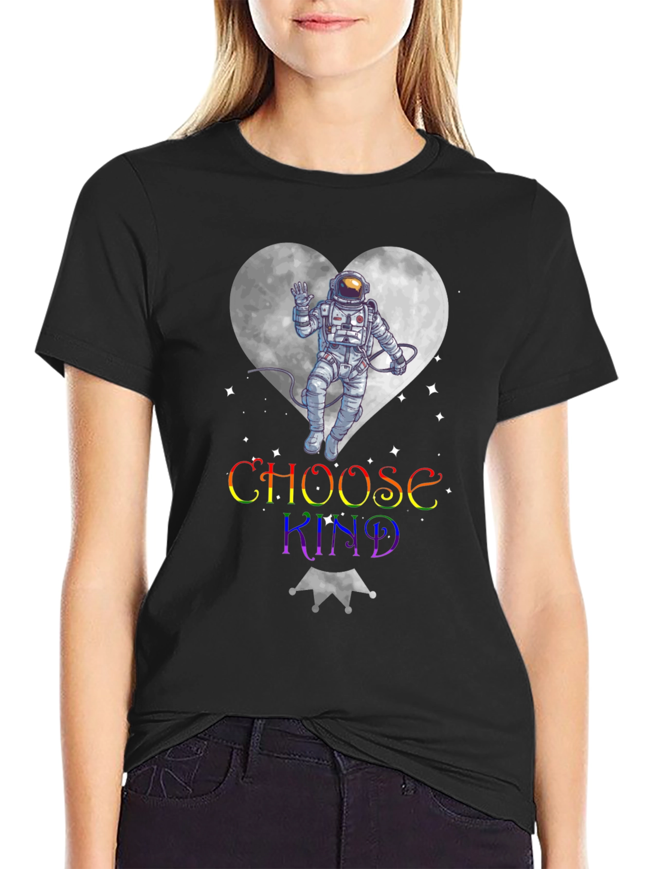 Choose Kind Astronaut Heart Graphic T-Shirt