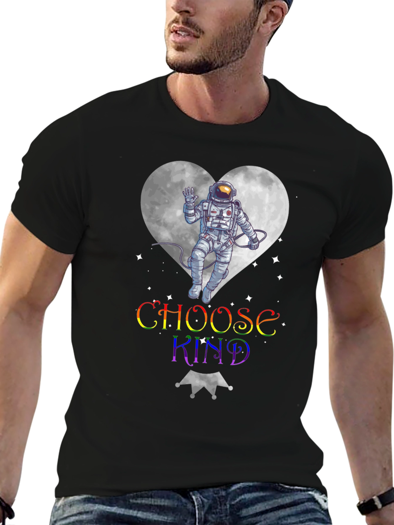 Choose Kind Astronaut Heart Graphic T-Shirt