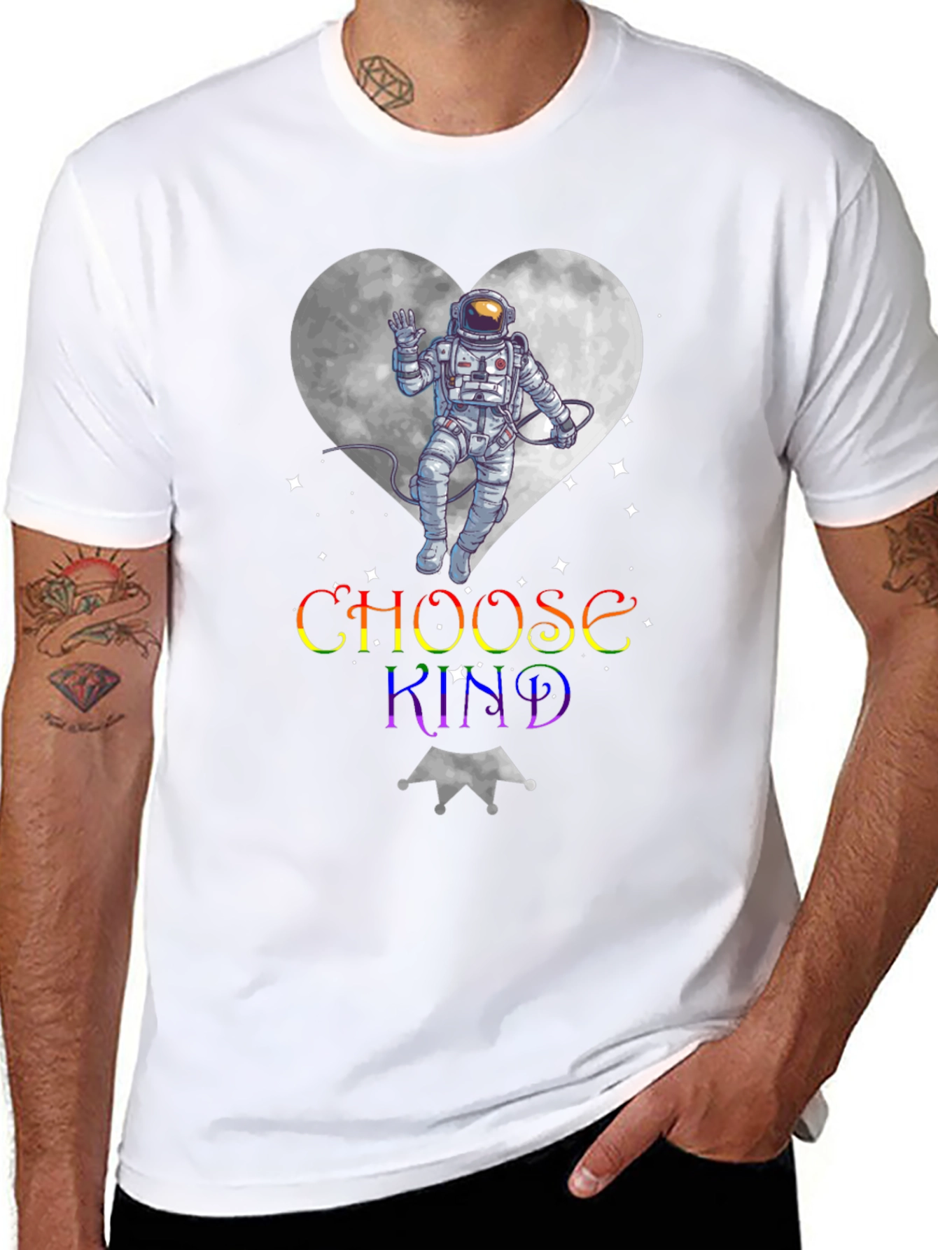 Choose Kind Astronaut Heart Graphic T-Shirt