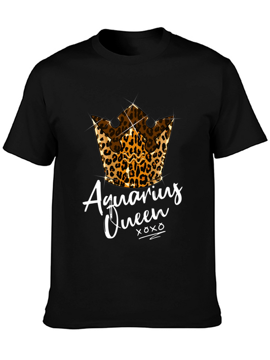 Aquarius Queen Leopard Crown Graphic Tee