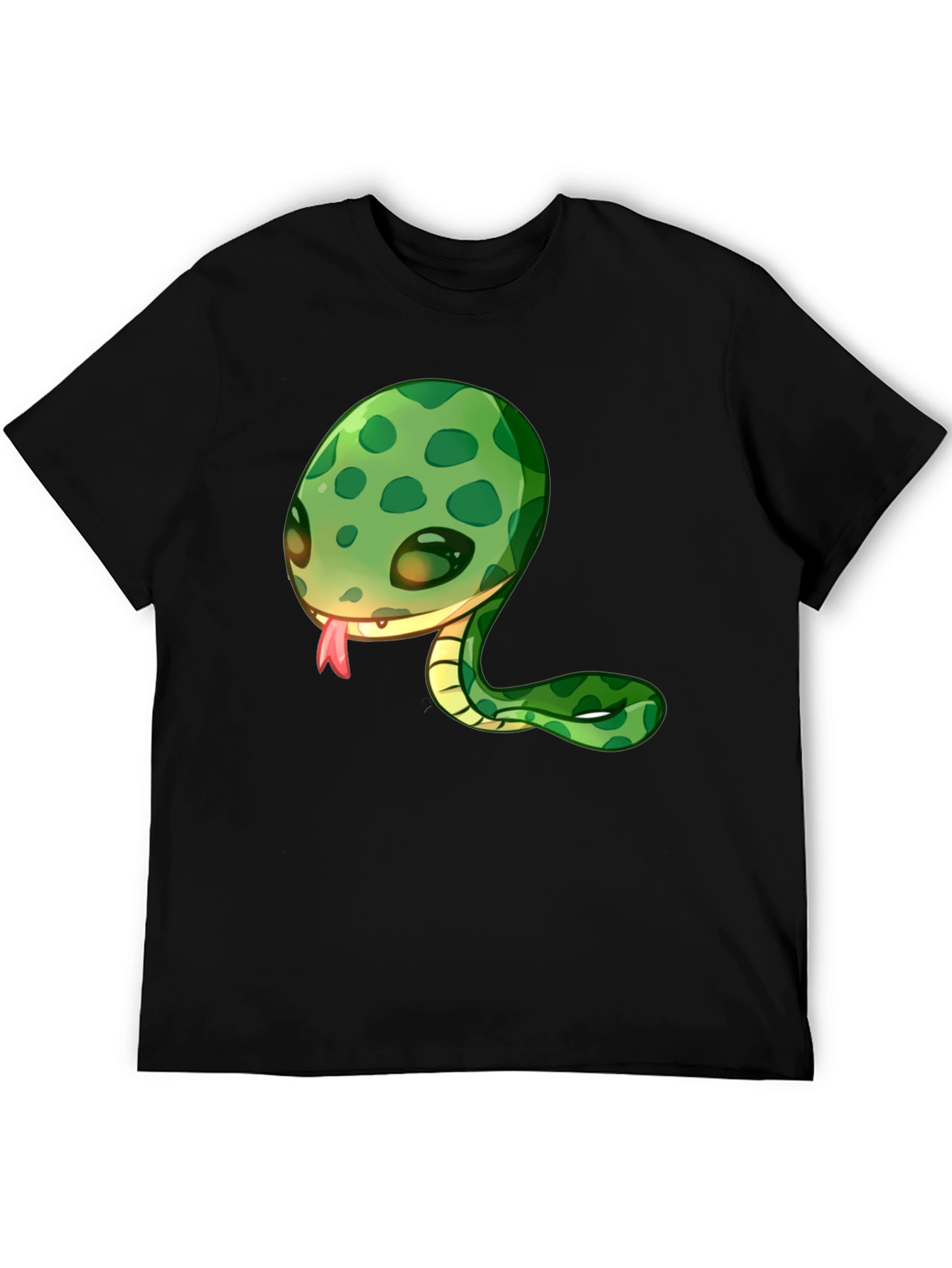 Cute Snake Cartoon Black T-Shirt