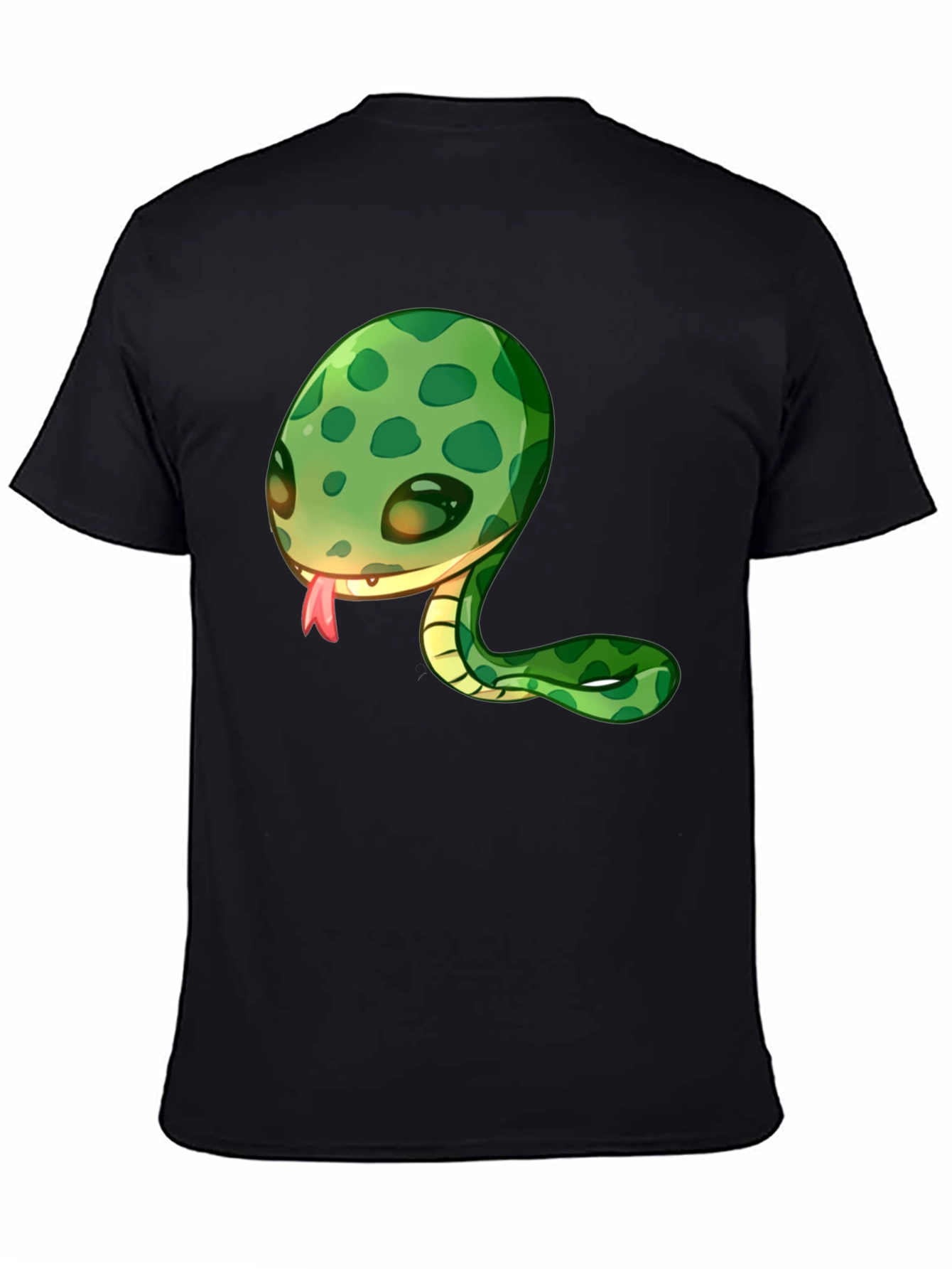 Cute Snake Cartoon Black T-Shirt