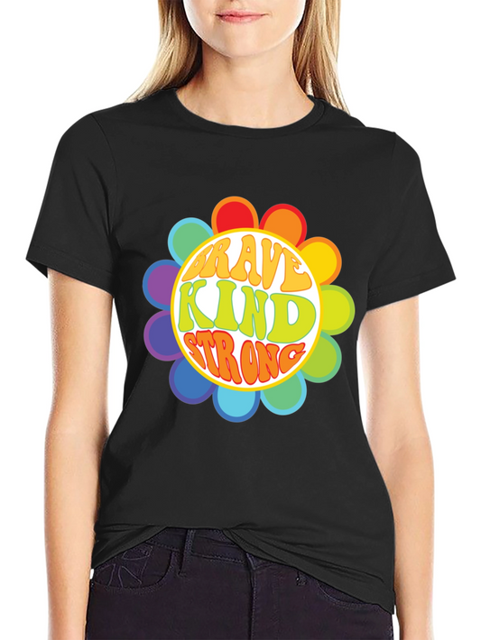 Brave Kind Strong Flower Graphic T-Shirt