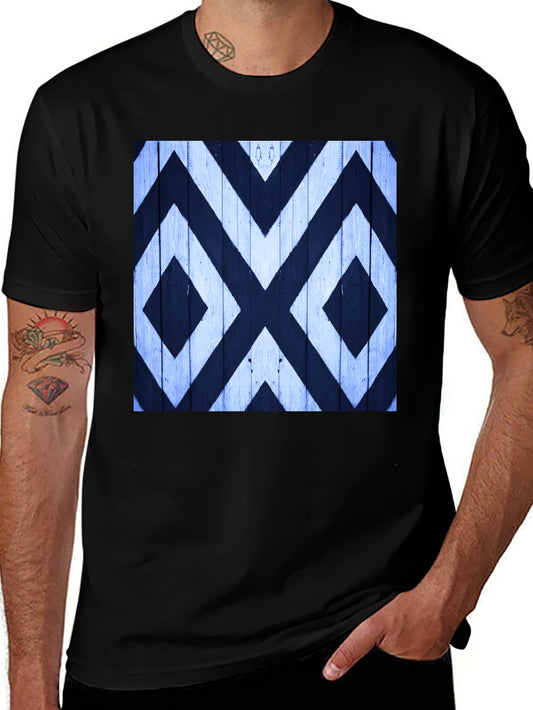 Geometric Pattern Tee - Black Cotton Casual Wear