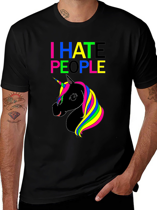 I Hate People Unicorn Graphic Tee Shirt