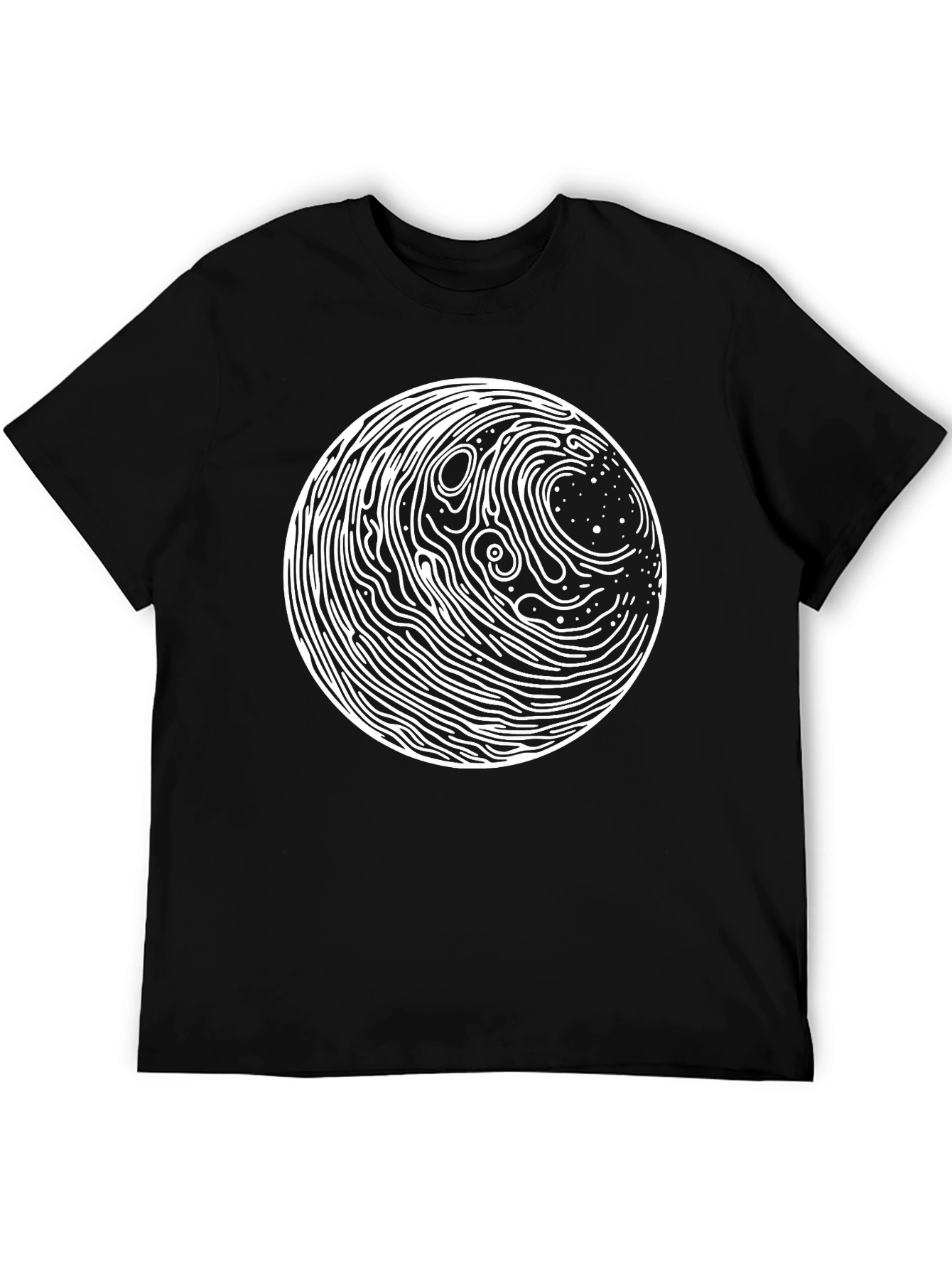 Abstract Circle Graphic Print Black T-Shirt