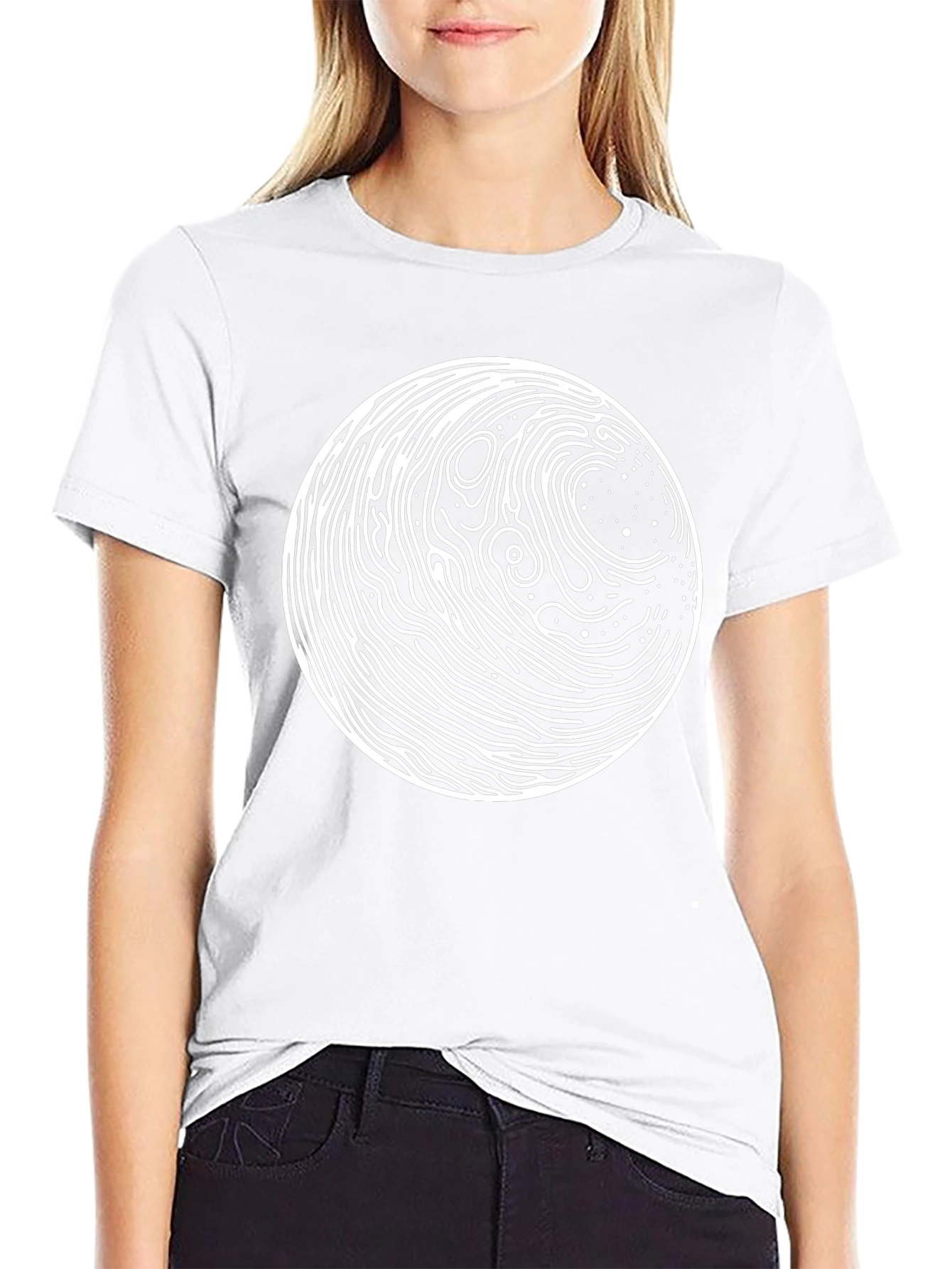 Abstract Circle Graphic Print Black T-Shirt