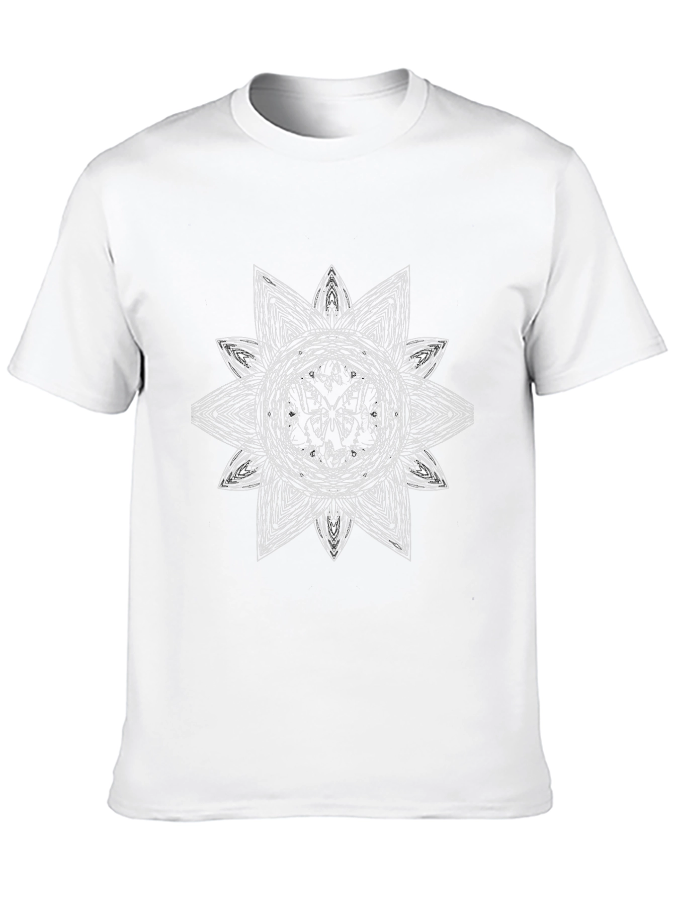 Abstract Floral Mandala Graphic Tee - Black