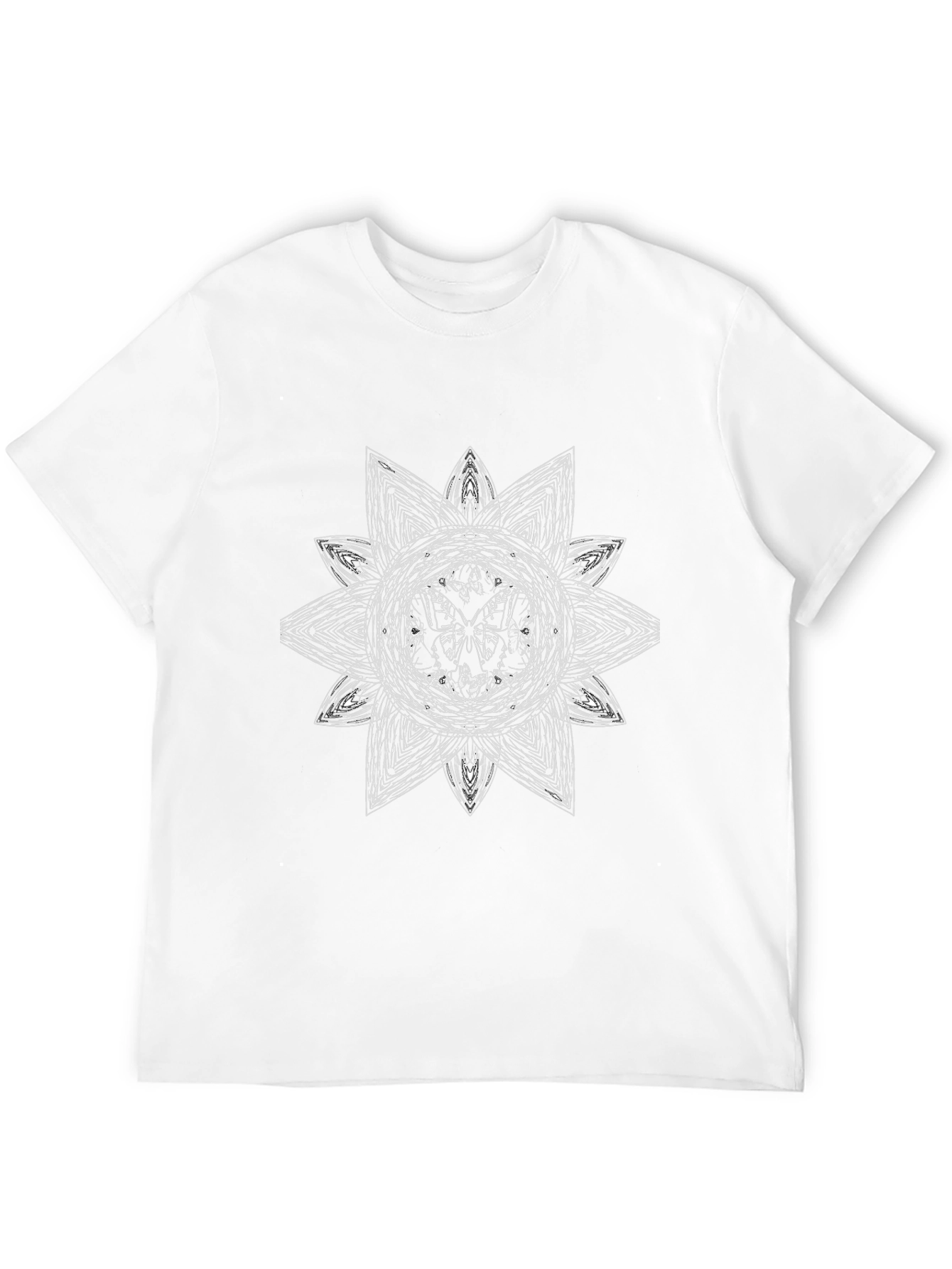 Abstract Floral Mandala Graphic Tee - Black