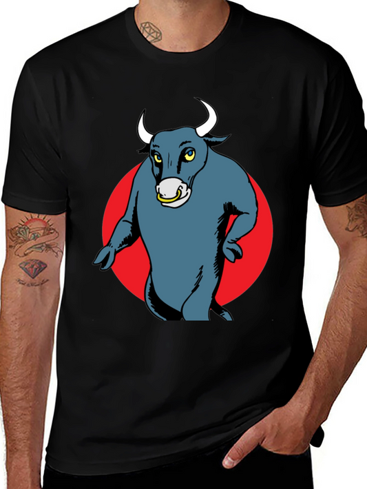 Bull Graphic Tee - Mens Black Cotton T-Shirt