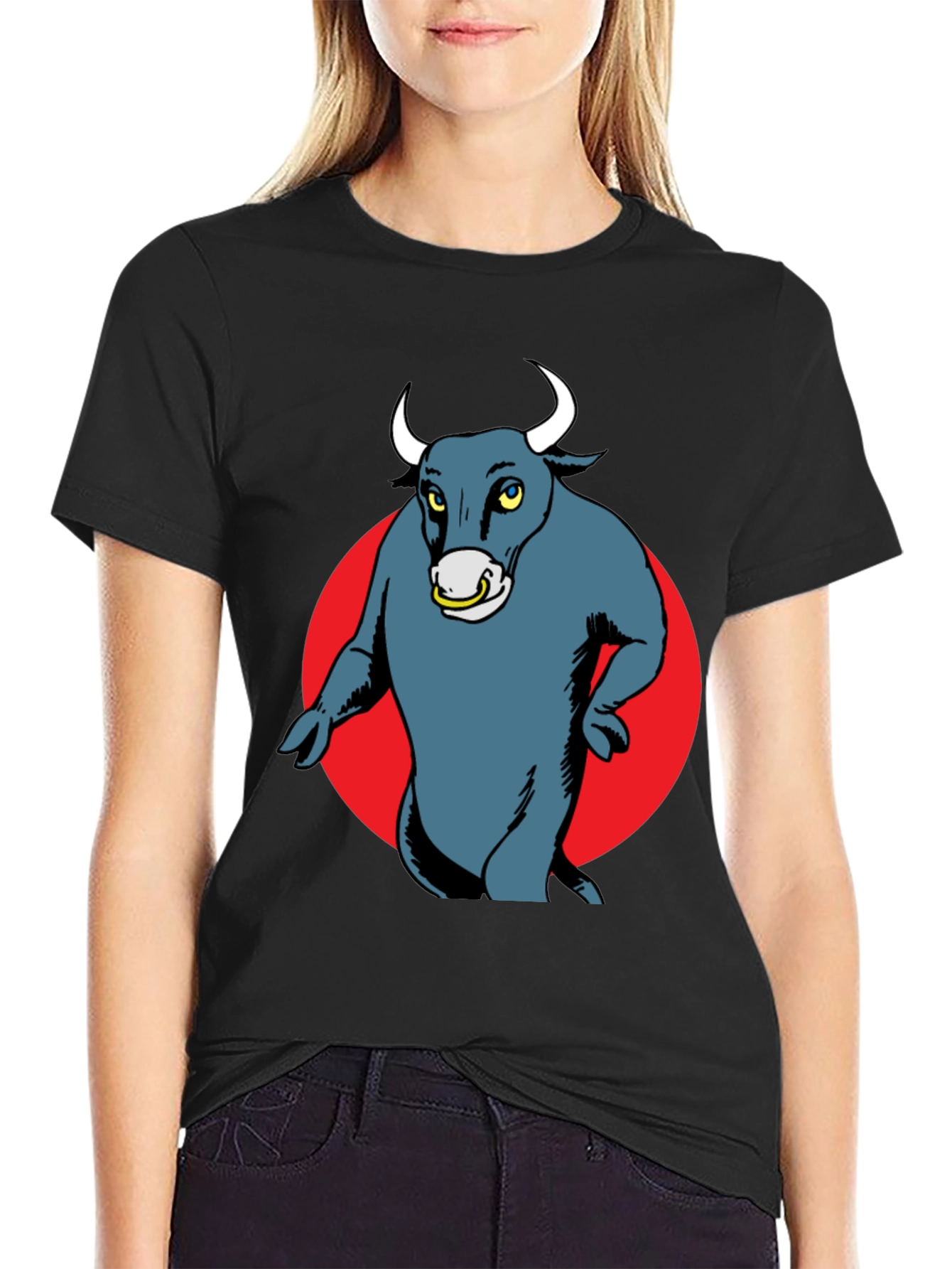 Bull Graphic Tee - Mens Black Cotton T-Shirt
