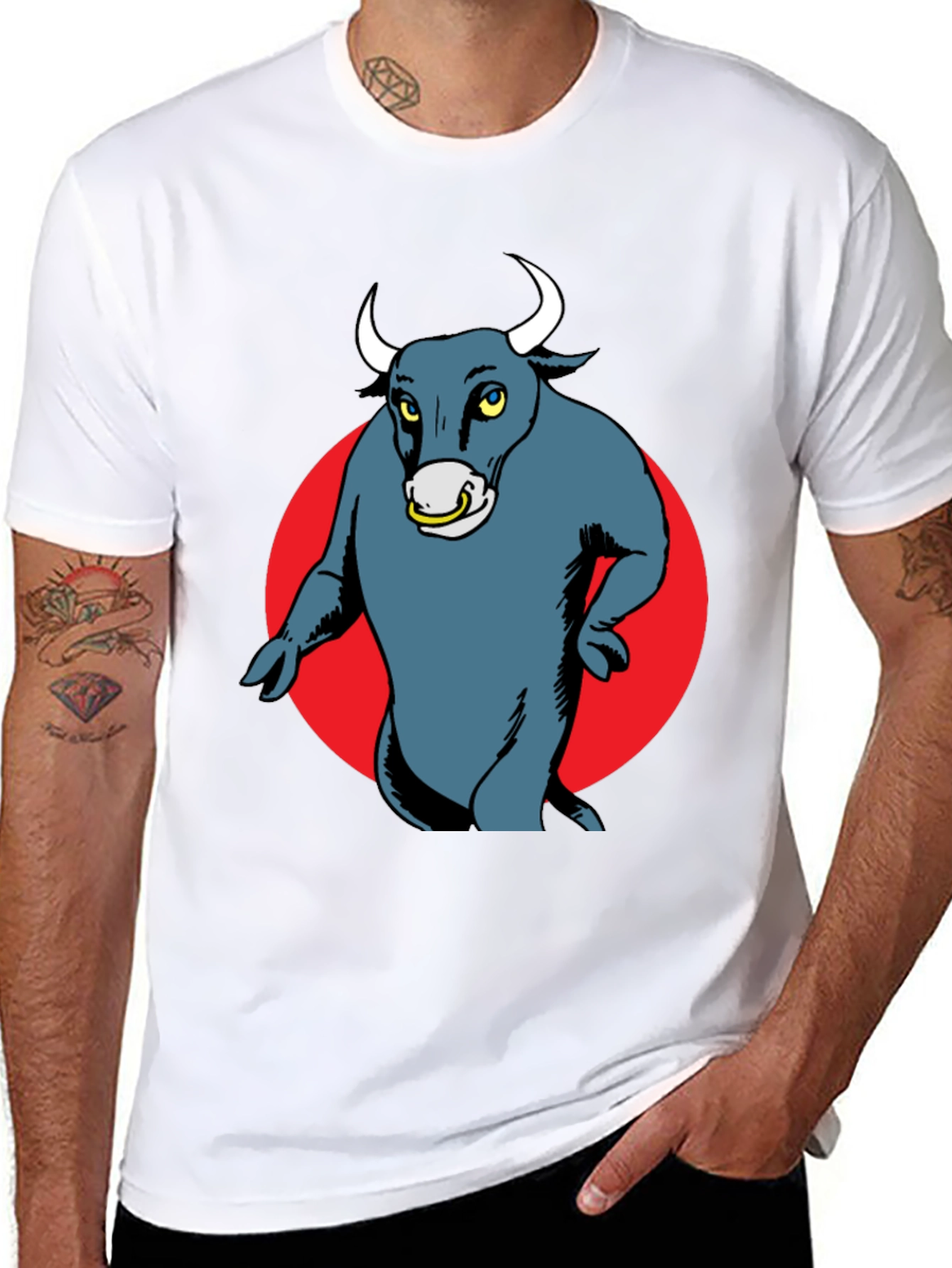 Bull Graphic Tee - Mens Black Cotton T-Shirt