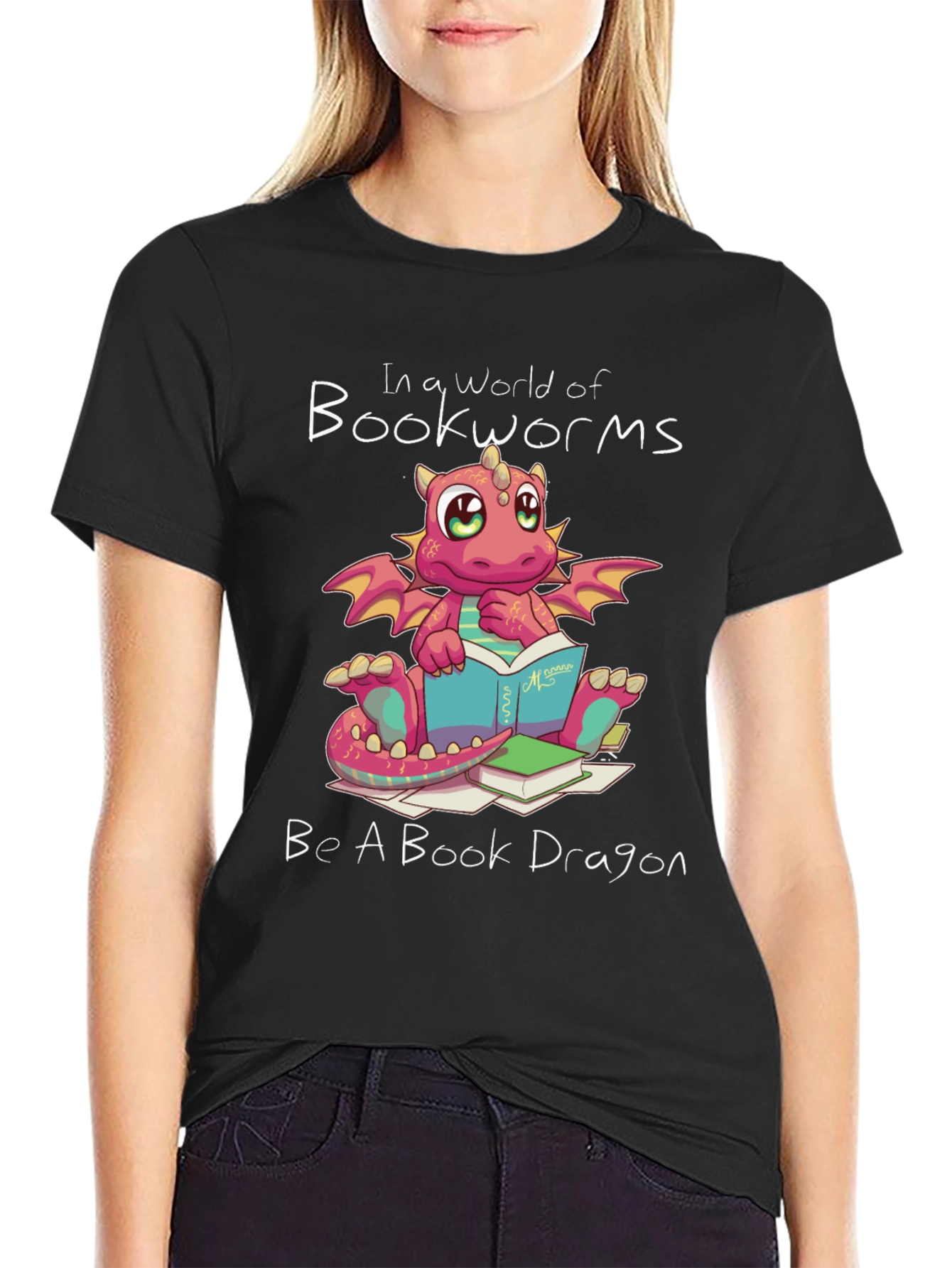 Book Dragon Graphic Tee - Reading Lovers T-Shirt