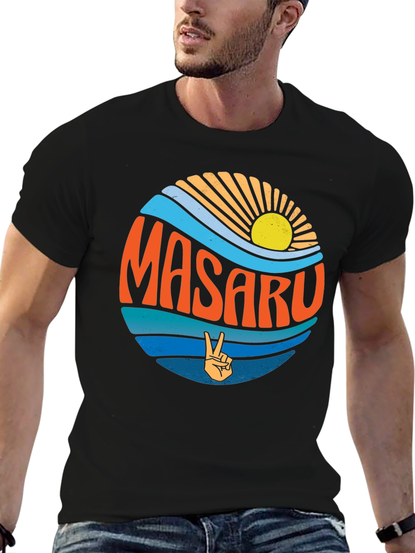 Masaru Peace Sign Graphic Tee - Retro Vibes