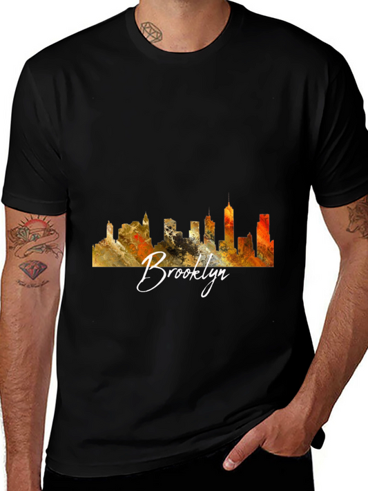 Brooklyn Skyline Graphic Black T-Shirt