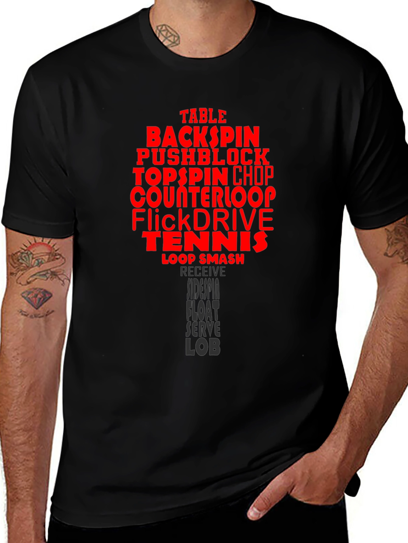 Table Tennis Terms Black T-Shirt