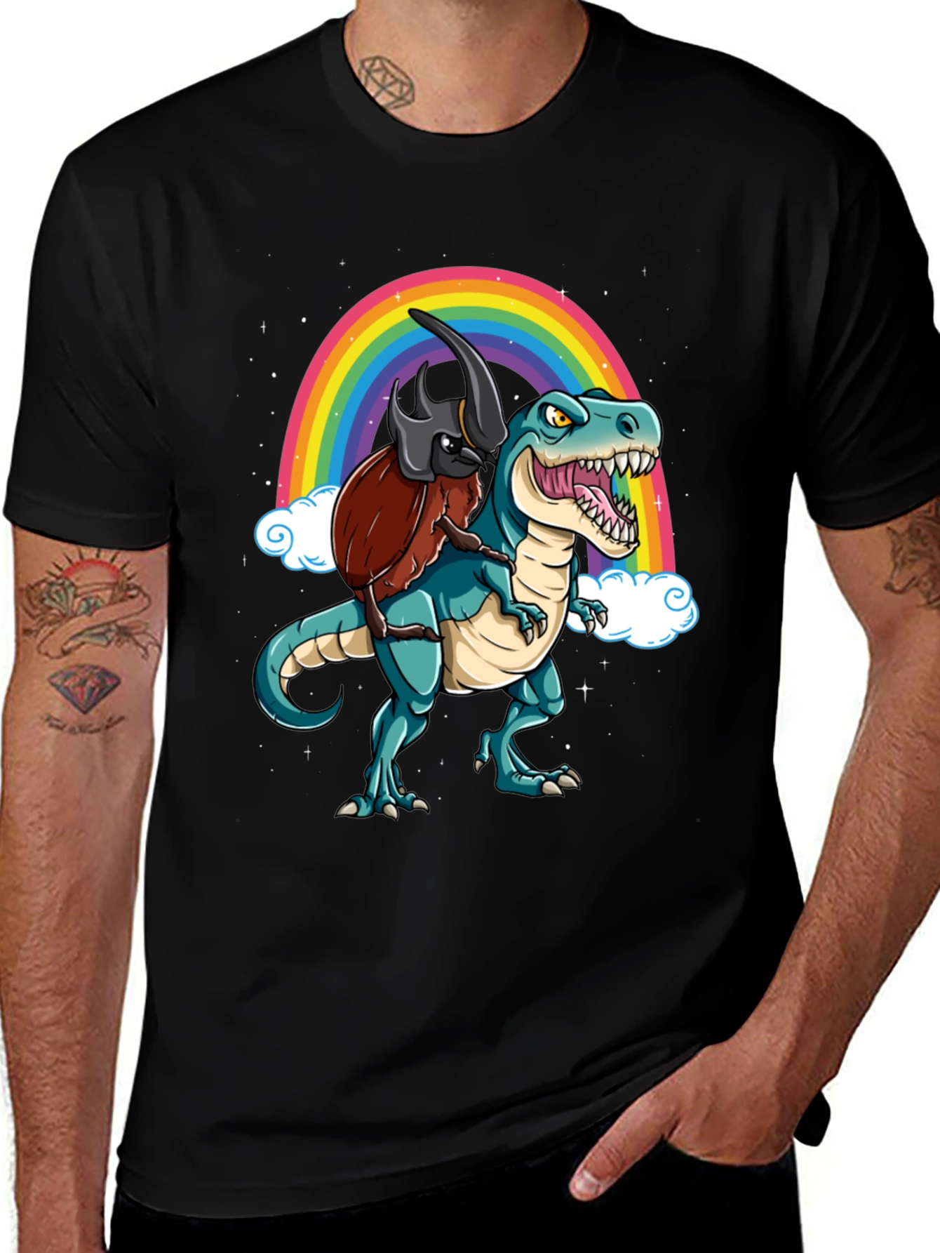 Dino & Beetle Rainbow T-Shirt