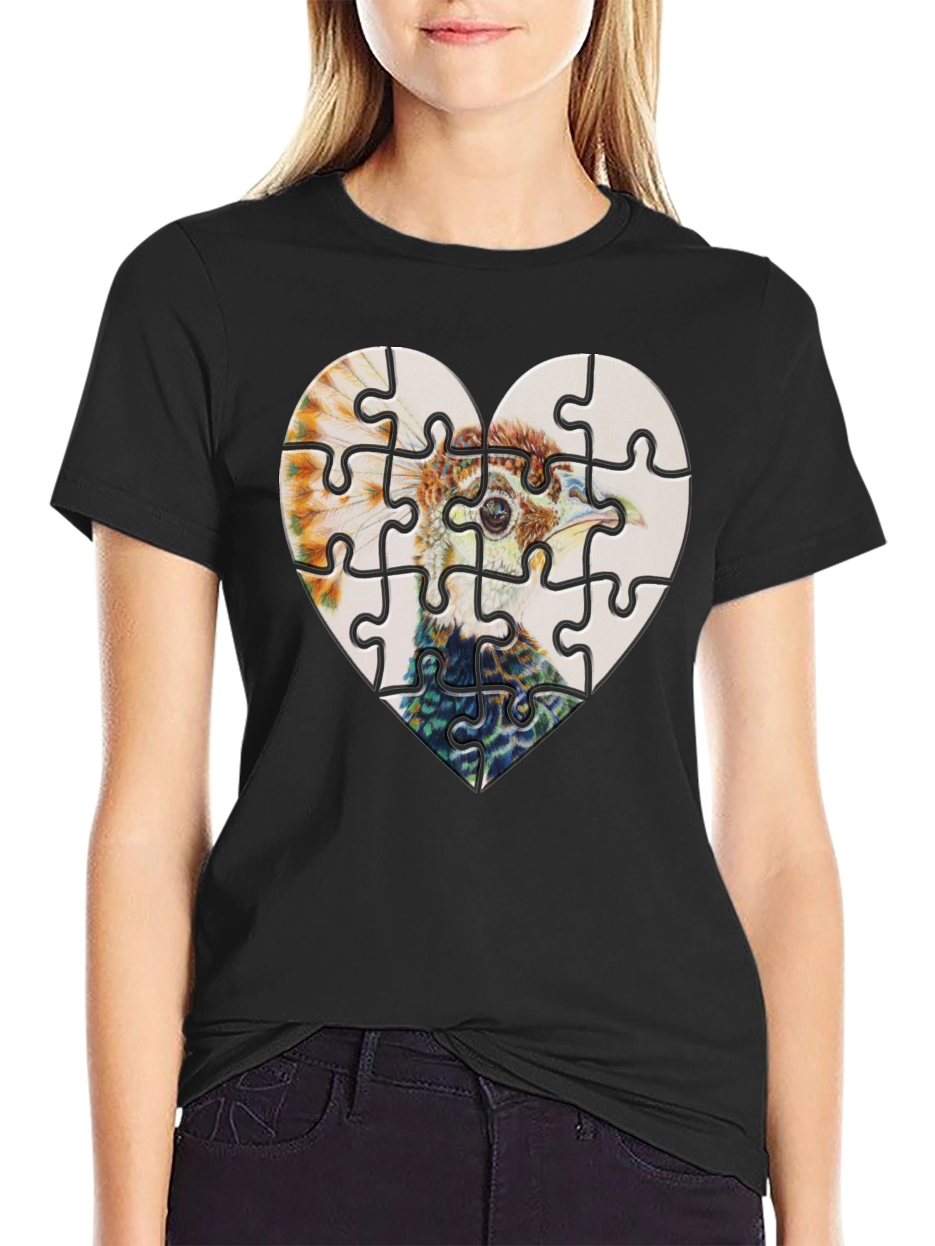 Heart Ostrich Puzzle Tee