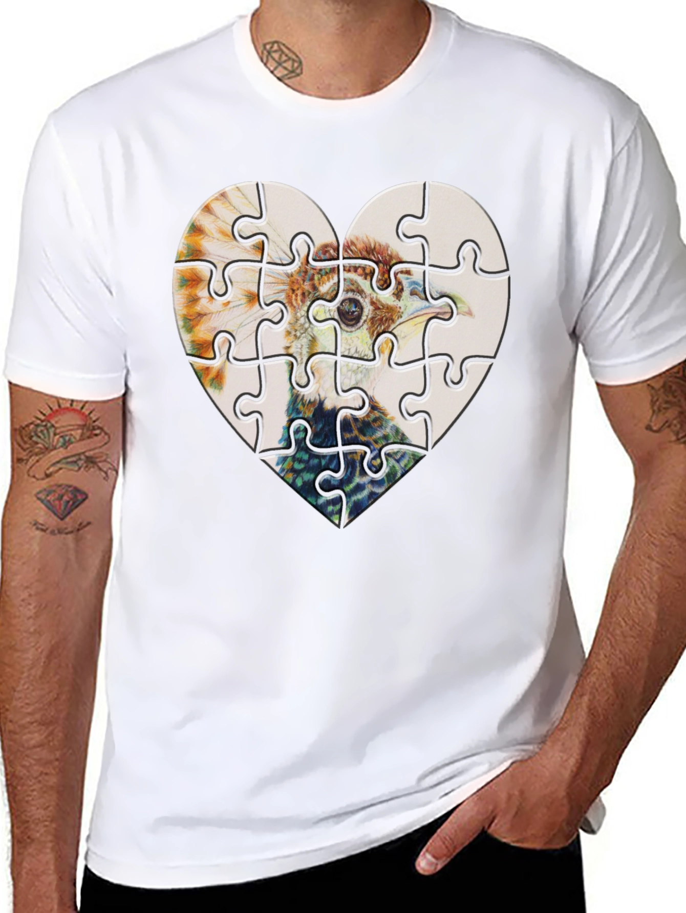 Heart Ostrich Puzzle Tee