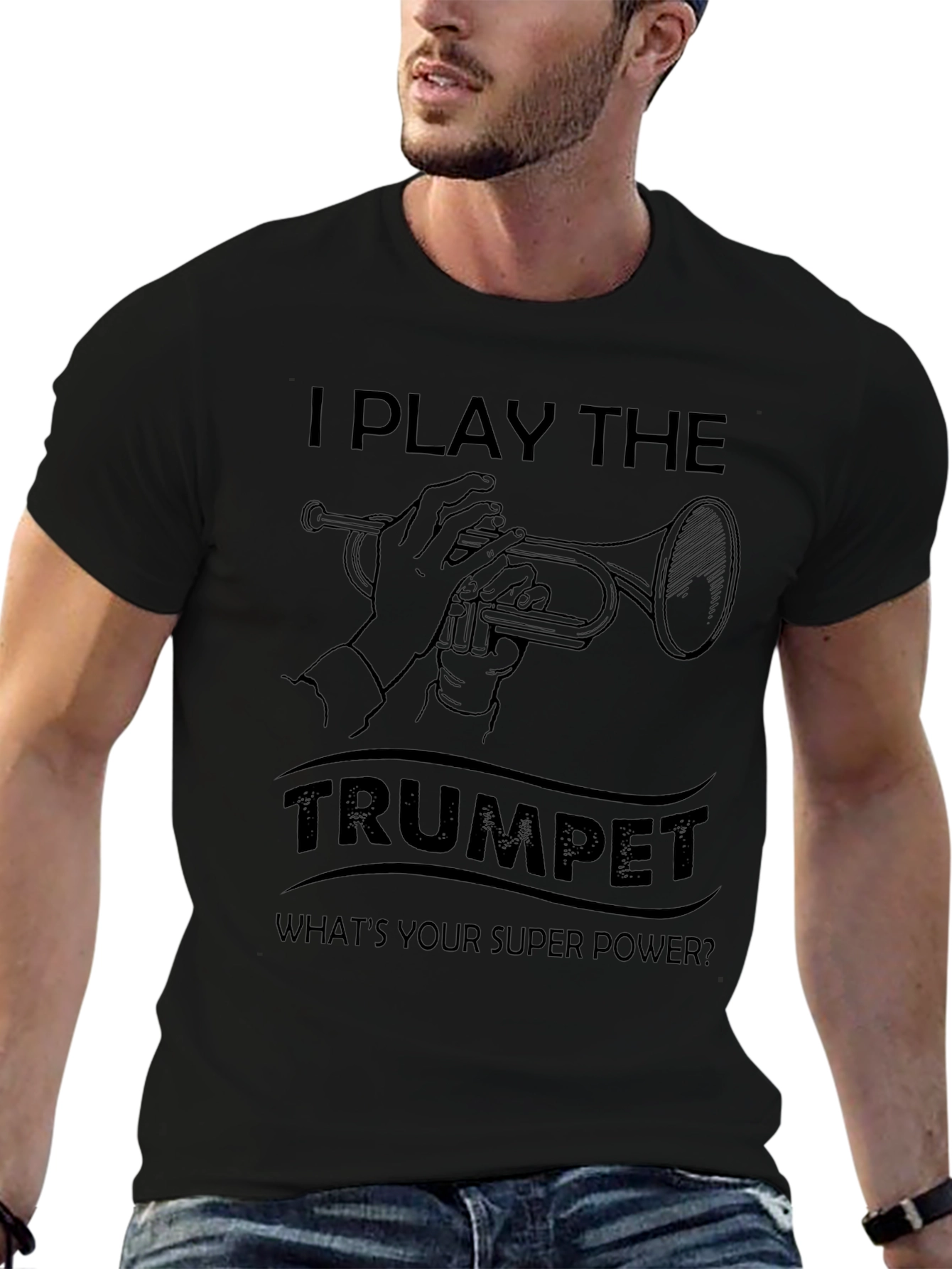 I Play Trumpet Mens Black Graphic Tee