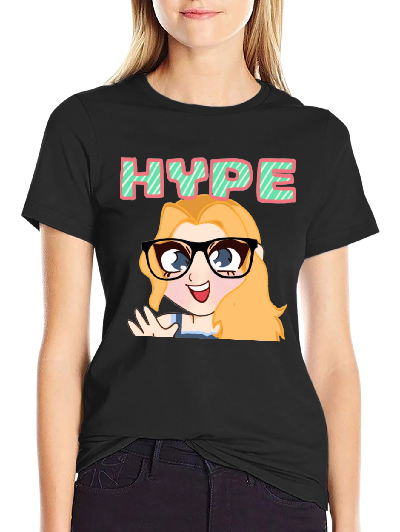 Hype Cartoon Graphic Black T-Shirt