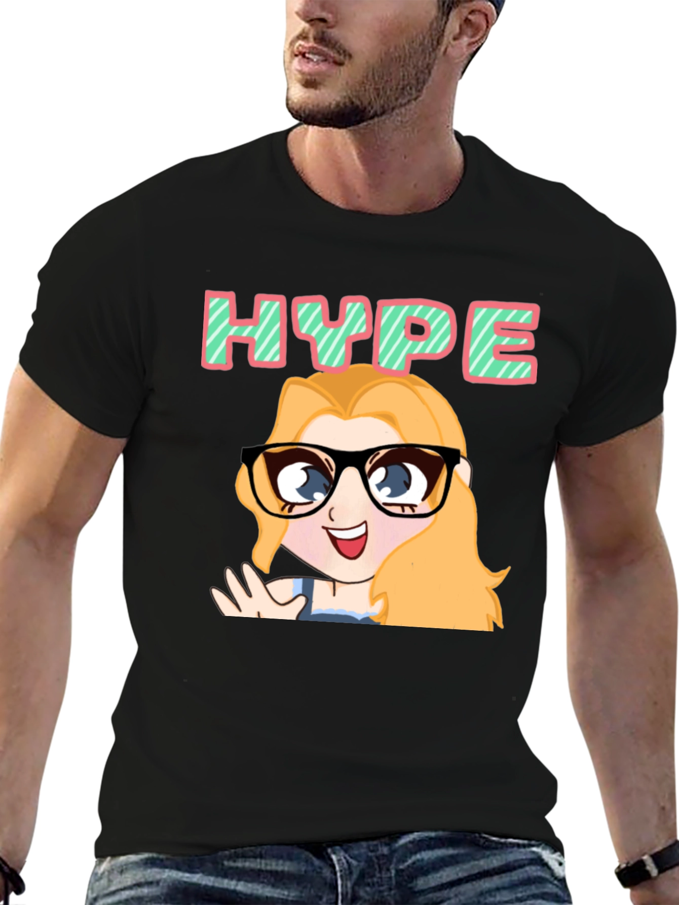 Hype Cartoon Graphic Black T-Shirt