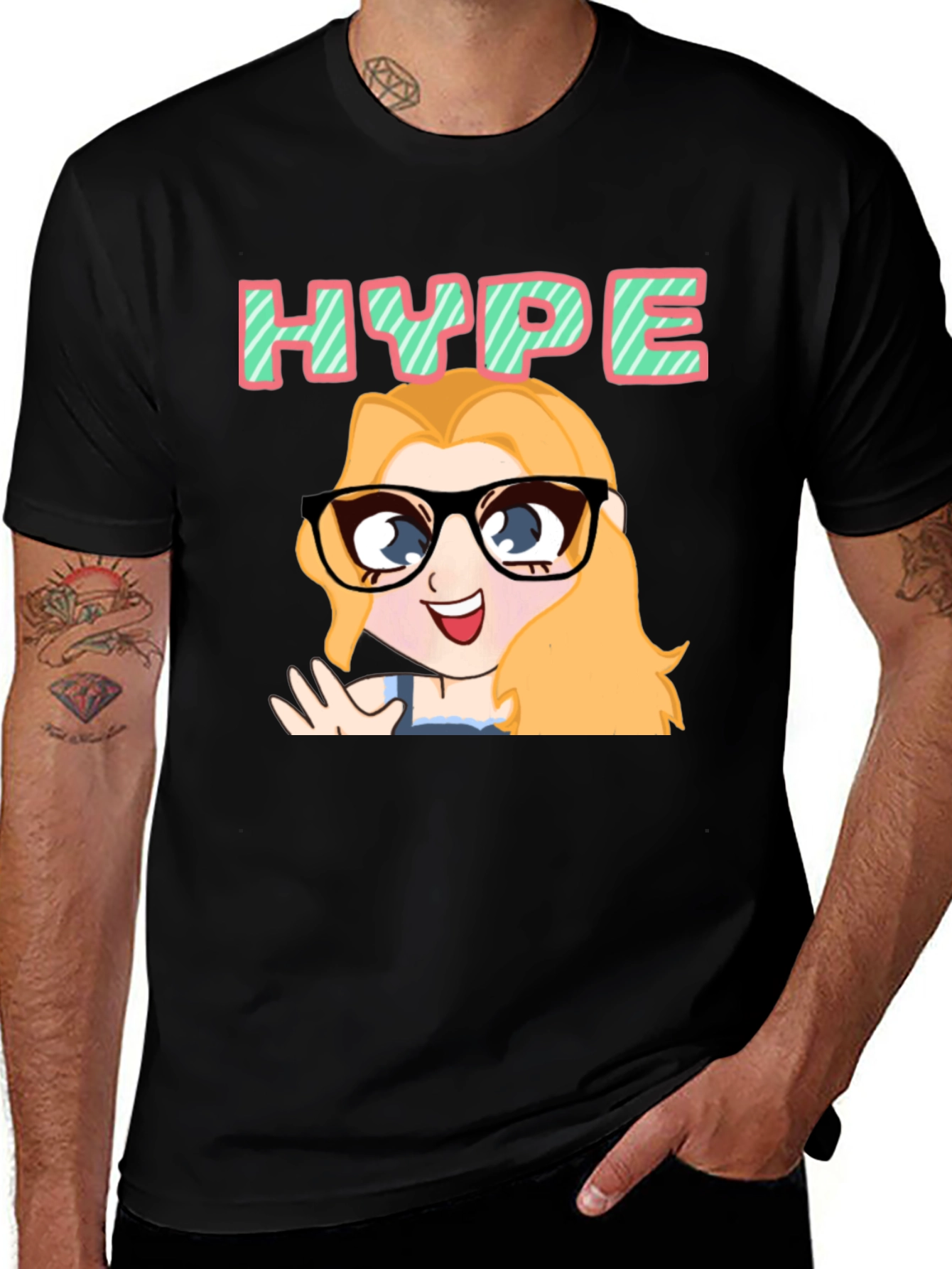 Hype Cartoon Graphic Black T-Shirt