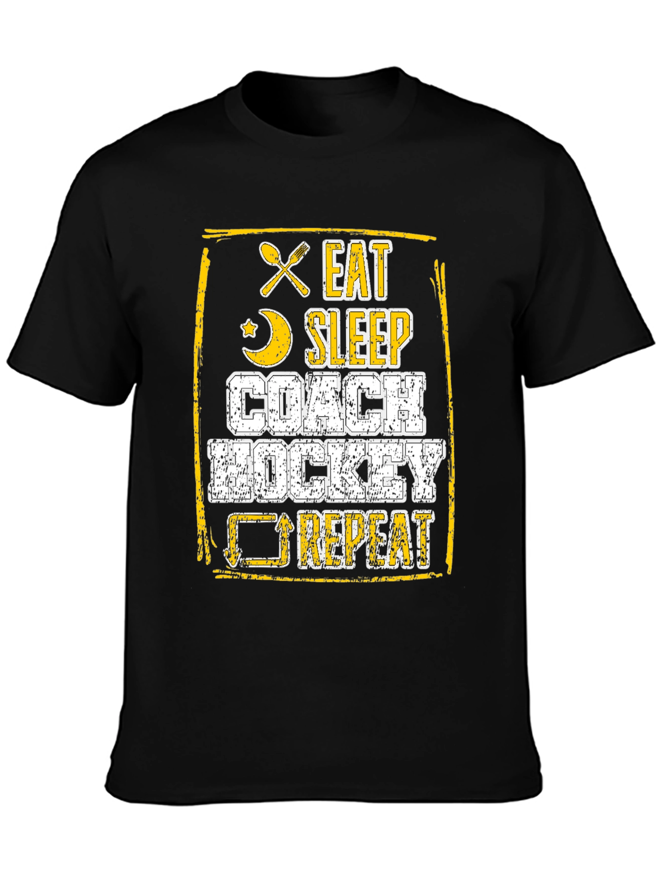 Eat Sleep Coach Hockey Repeat Graphic Tee