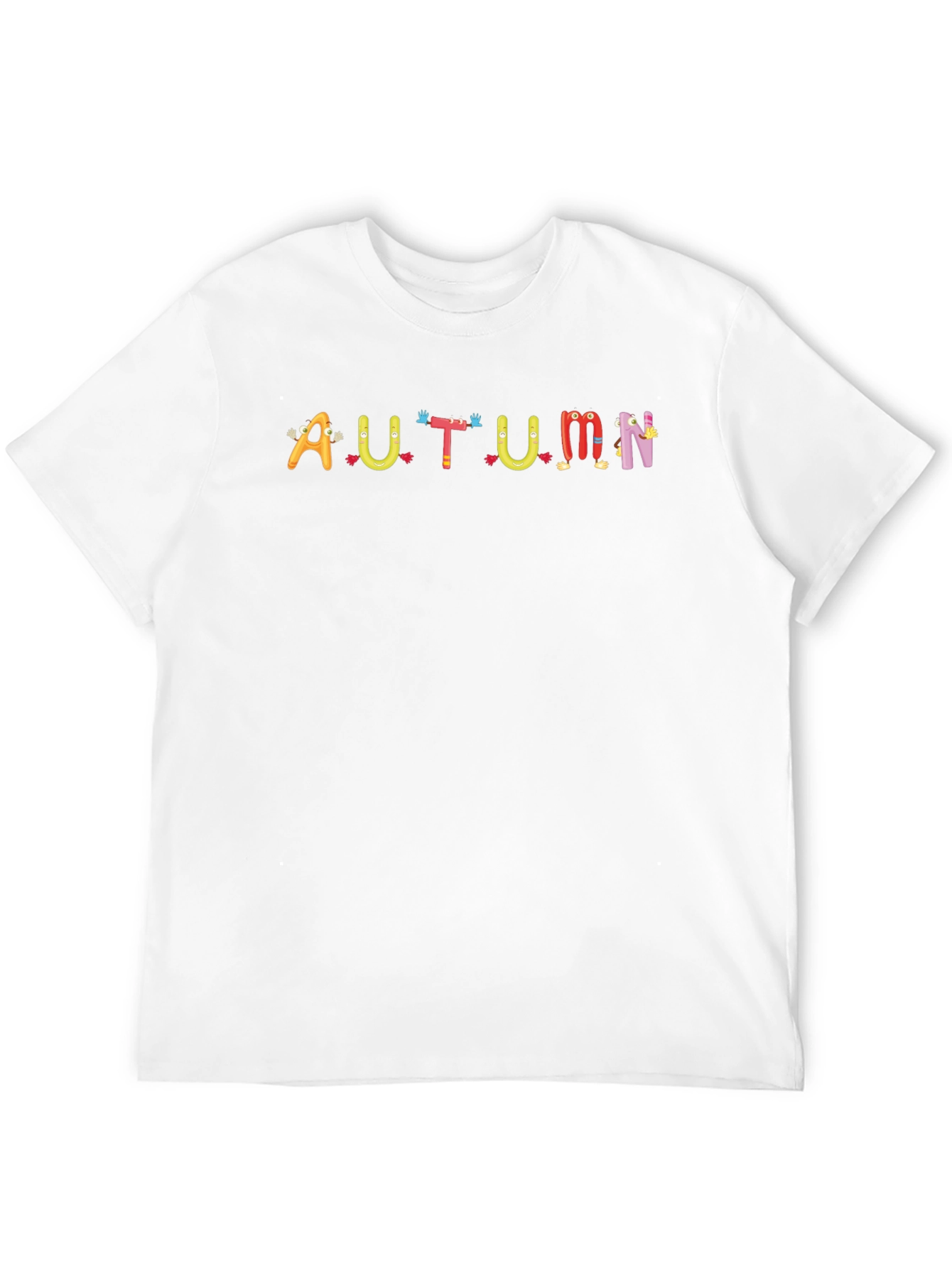 Autumn Cartoon Letter Black T-Shirt