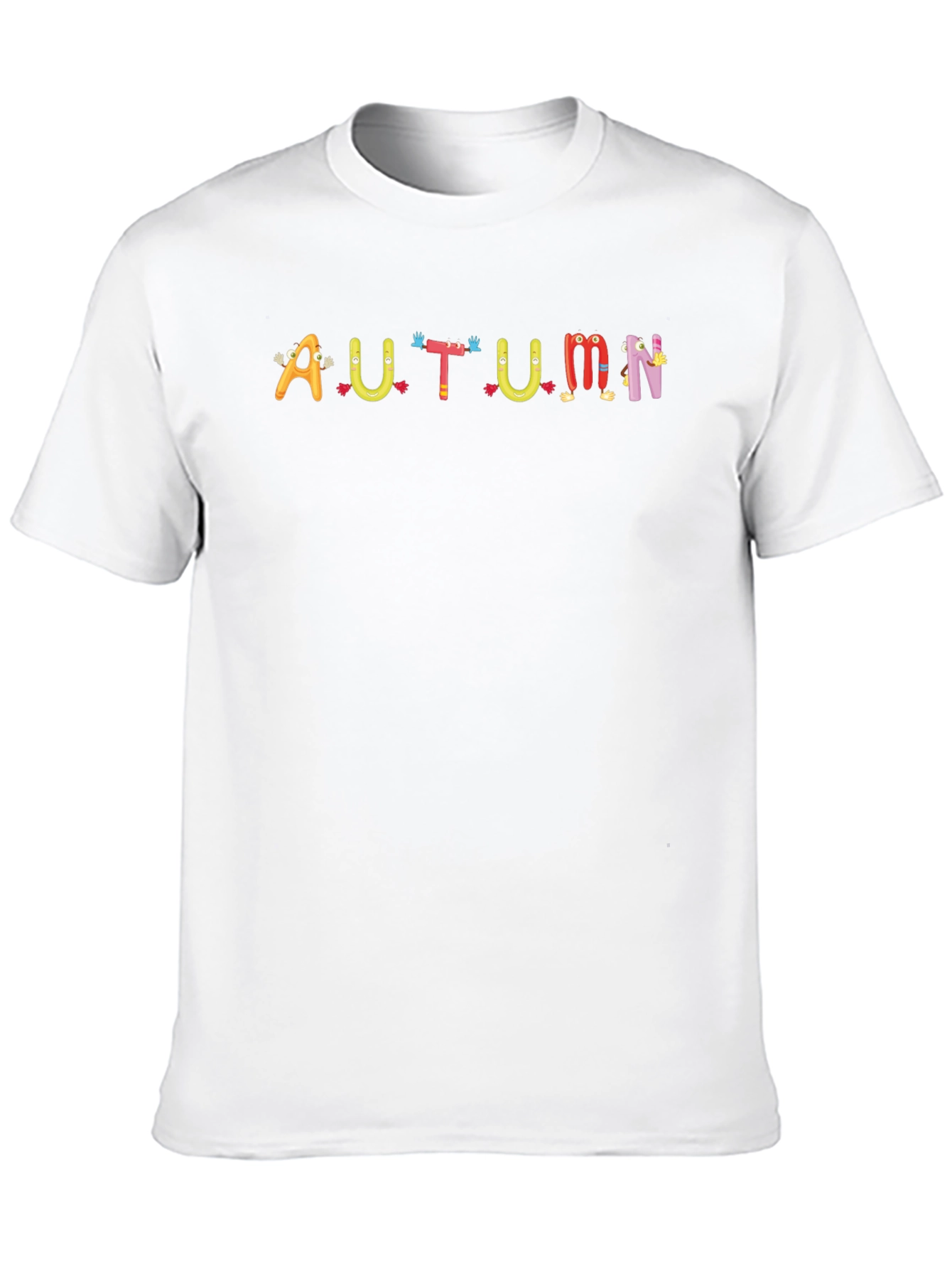 Autumn Cartoon Letter Black T-Shirt